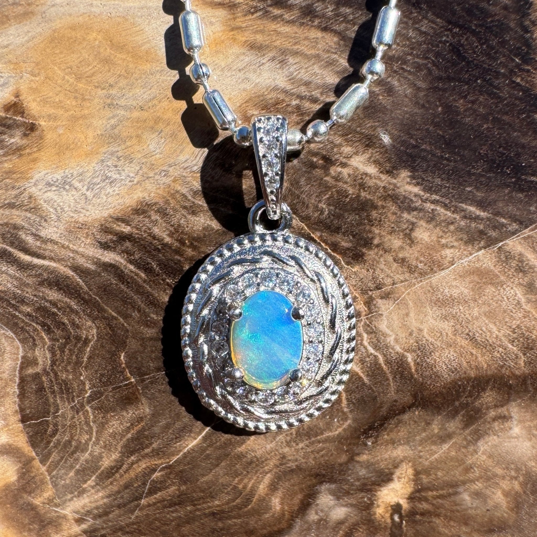 0.4ct Lightning Ridge Opal Pendant Necklace ~ 'Hinchinbrook Blue' | 925 Sterling Silver | Solid Australian Opal