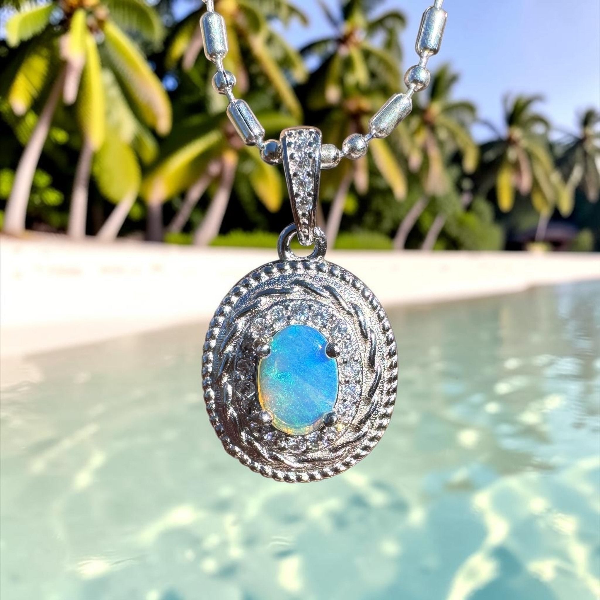 0.4ct Lightning Ridge Opal Pendant Necklace ~ 'Hinchinbrook Blue' | 925 Sterling Silver | Solid Australian Opal