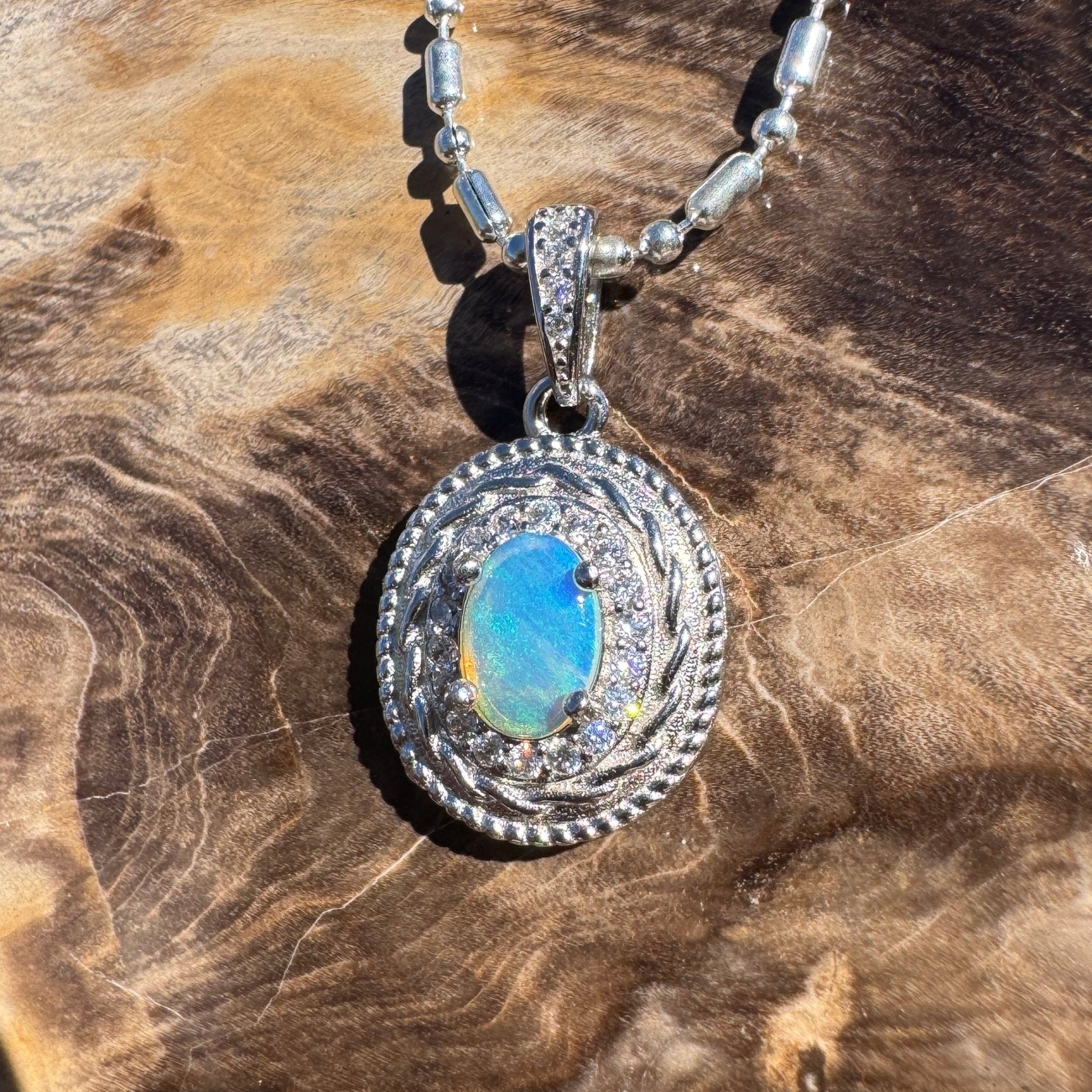 0.4ct Lightning Ridge Opal Pendant Necklace ~ 'Hinchinbrook Blue' | 925 Sterling Silver | Solid Australian Opal