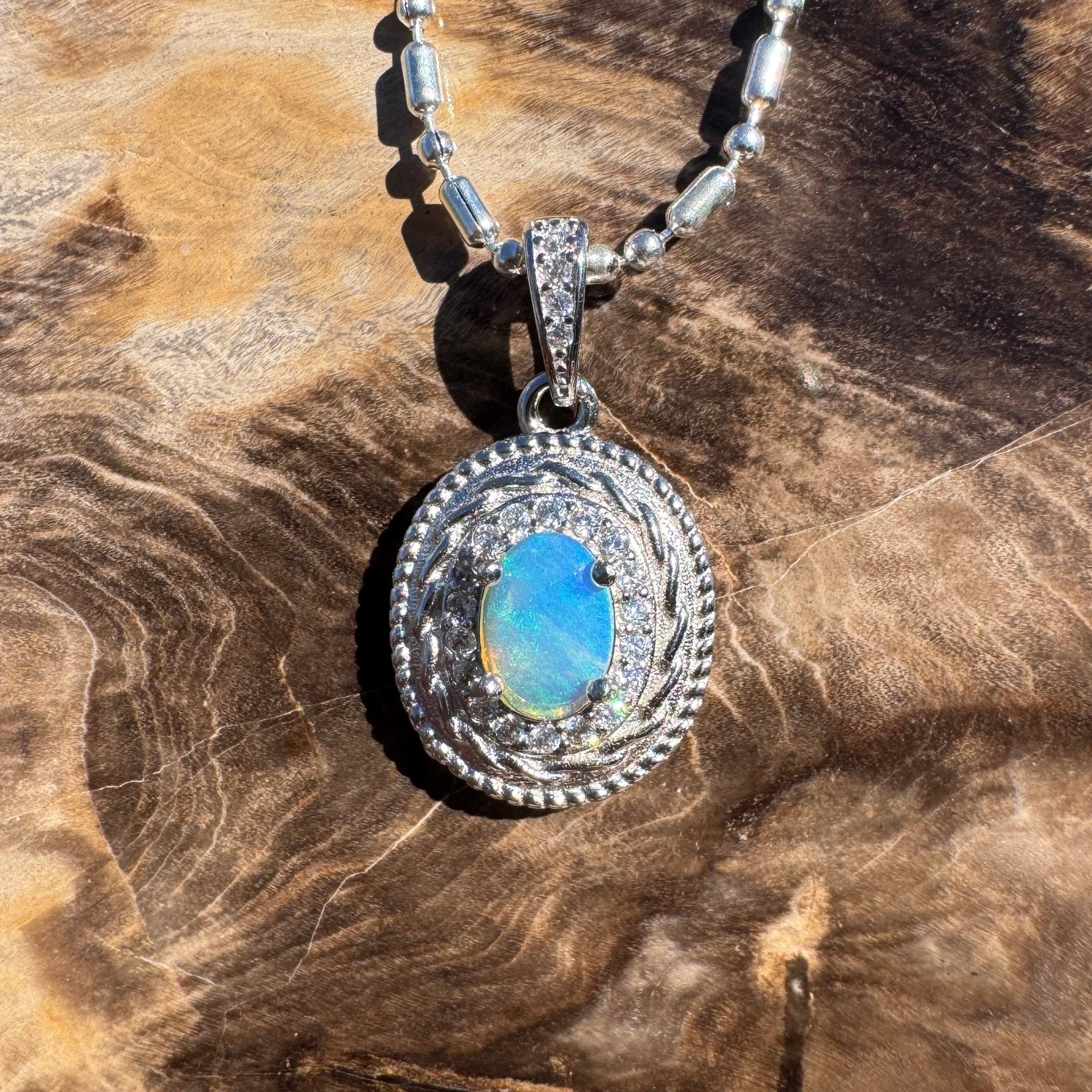 0.4ct Lightning Ridge Opal Pendant Necklace ~ 'Hinchinbrook Blue' | 925 Sterling Silver | Solid Australian Opal