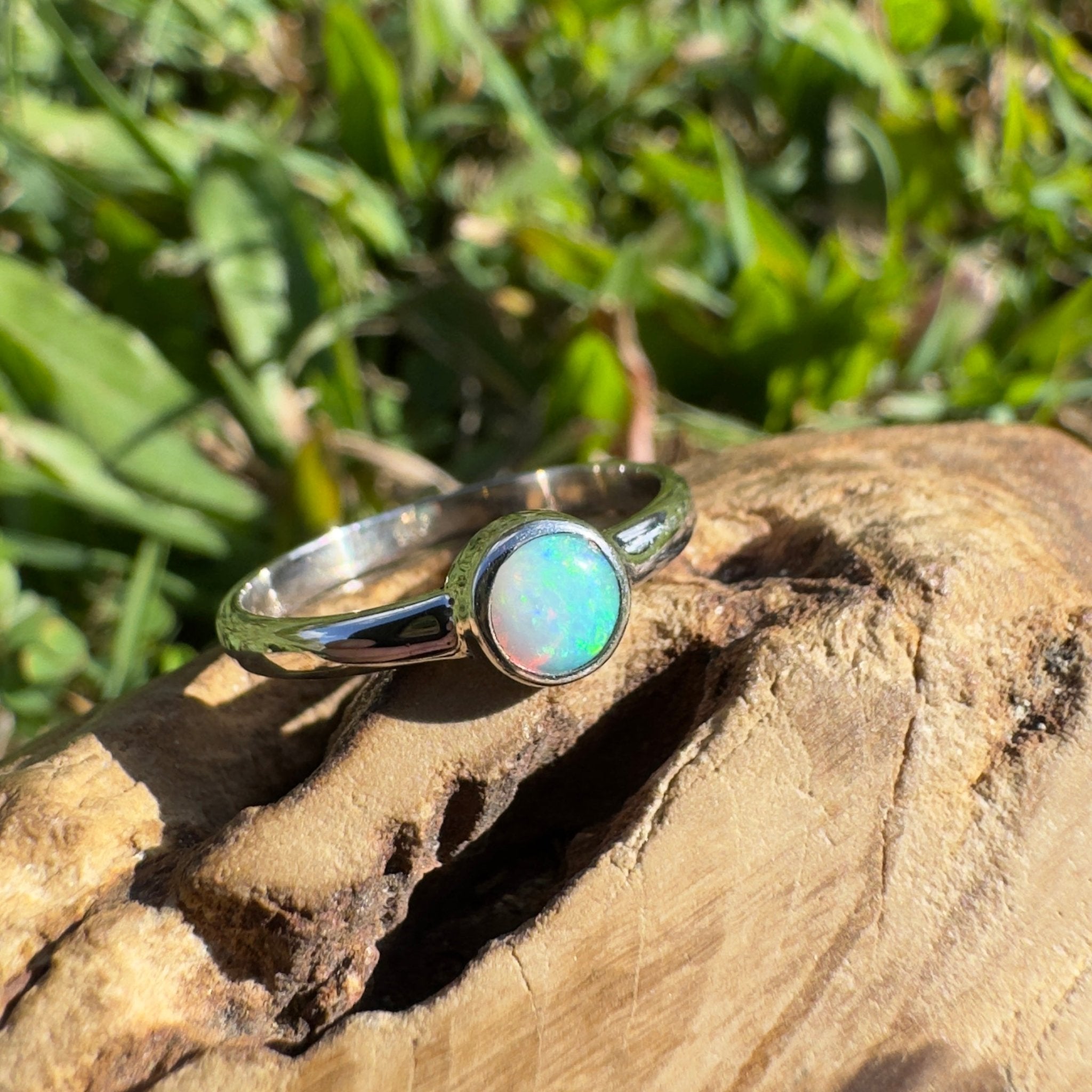 0.4ct Lightning Ridge Opal Ring ~ 'Fitzgerald Coast Shimmer' | 925 Sterling Silver | Solid Australian Opal