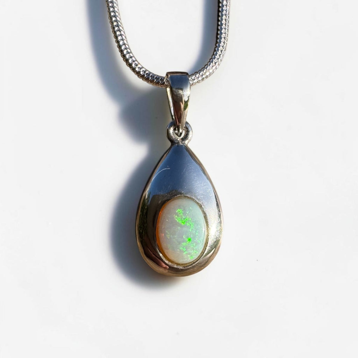 0.5ct Coober Pedy Opal Pendant Necklace ~ 'Betoota Ember' | 925 Sterling Silver | Solid Australian Opal