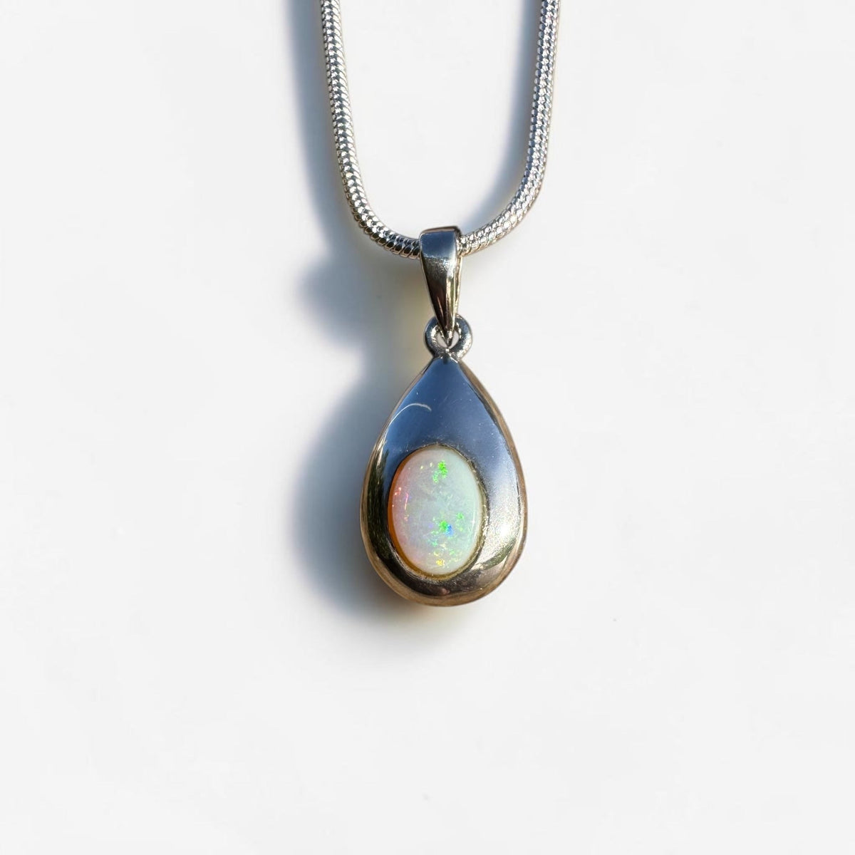 0.5ct Coober Pedy Opal Pendant Necklace ~ 'Betoota Ember' | 925 Sterling Silver | Solid Australian Opal