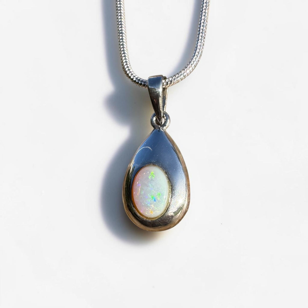 0.5ct Coober Pedy Opal Pendant Necklace ~ 'Betoota Ember' | 925 Sterling Silver | Solid Australian Opal