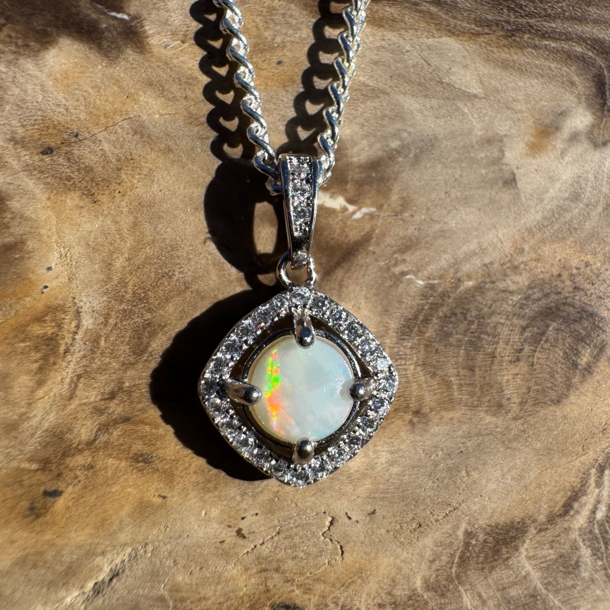 0.5ct Coober Pedy Opal Pendant Necklace ~ 'Mataranka Whisper' | 925 Sterling Silver | Solid Australian Opal