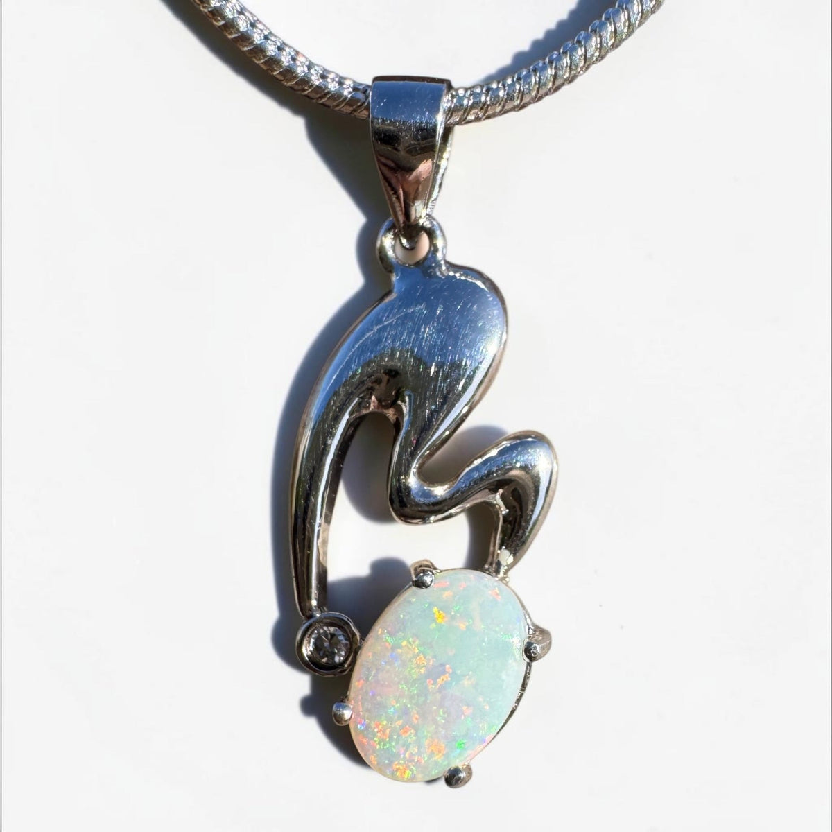 0.5ct Coober Pedy Opal Pendant Necklace ~ 'Thargomindah Glow' | 925 Sterling Silver | Solid Australian Opal