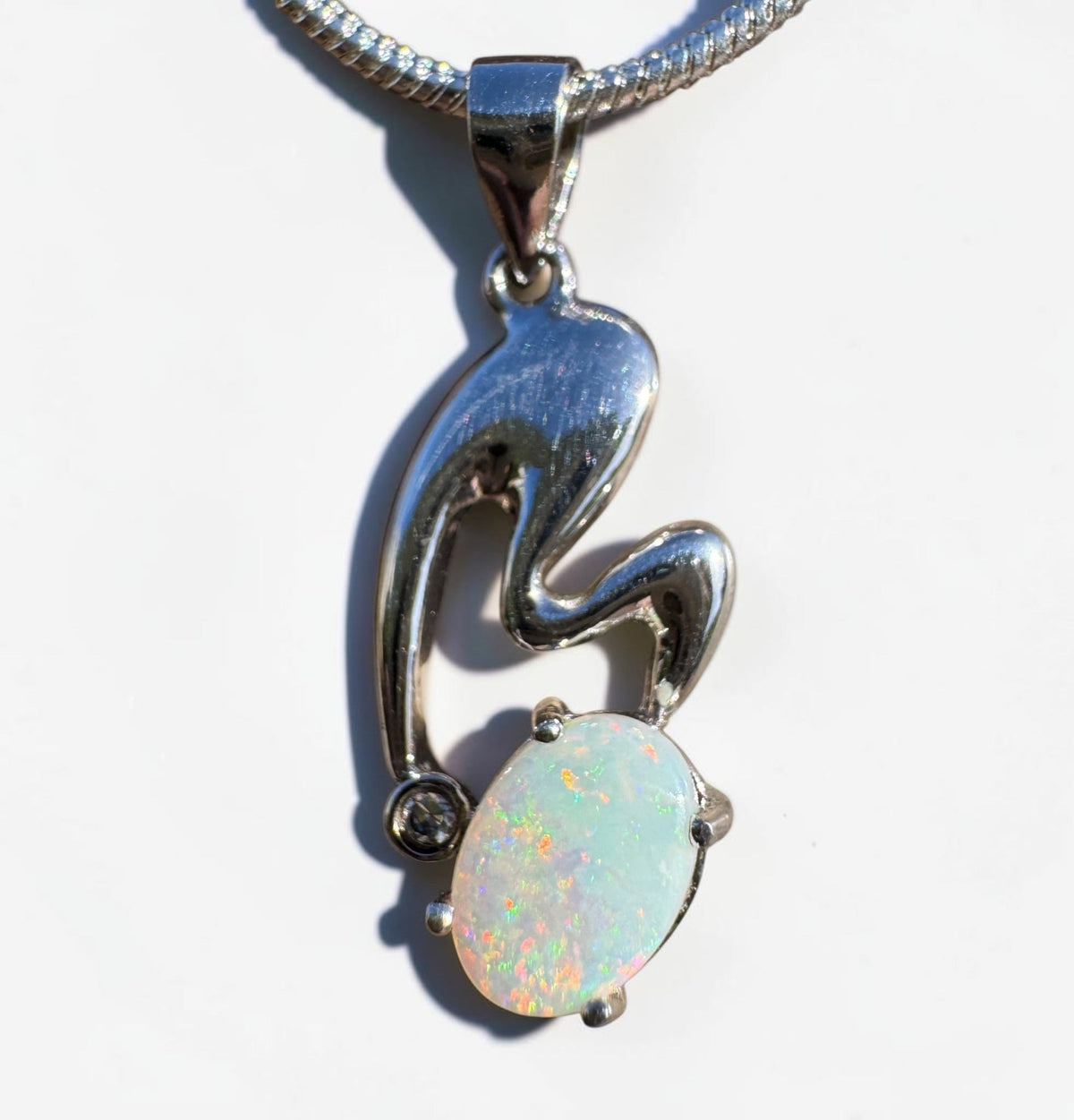 0.5ct Coober Pedy Opal Pendant Necklace ~ 'Thargomindah Glow' | 925 Sterling Silver | Solid Australian Opal