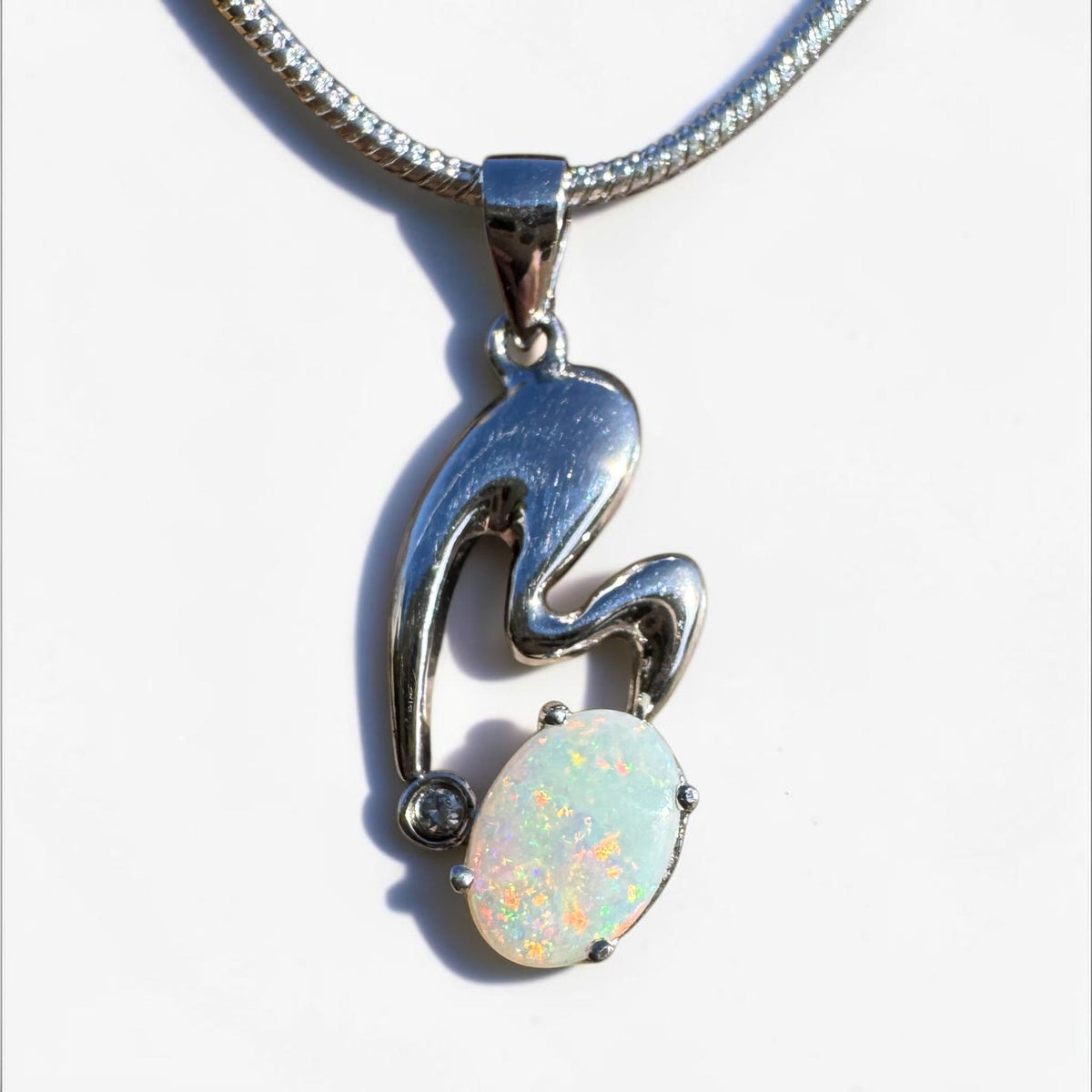 0.5ct Coober Pedy Opal Pendant Necklace ~ 'Thargomindah Glow' | 925 Sterling Silver | Solid Australian Opal