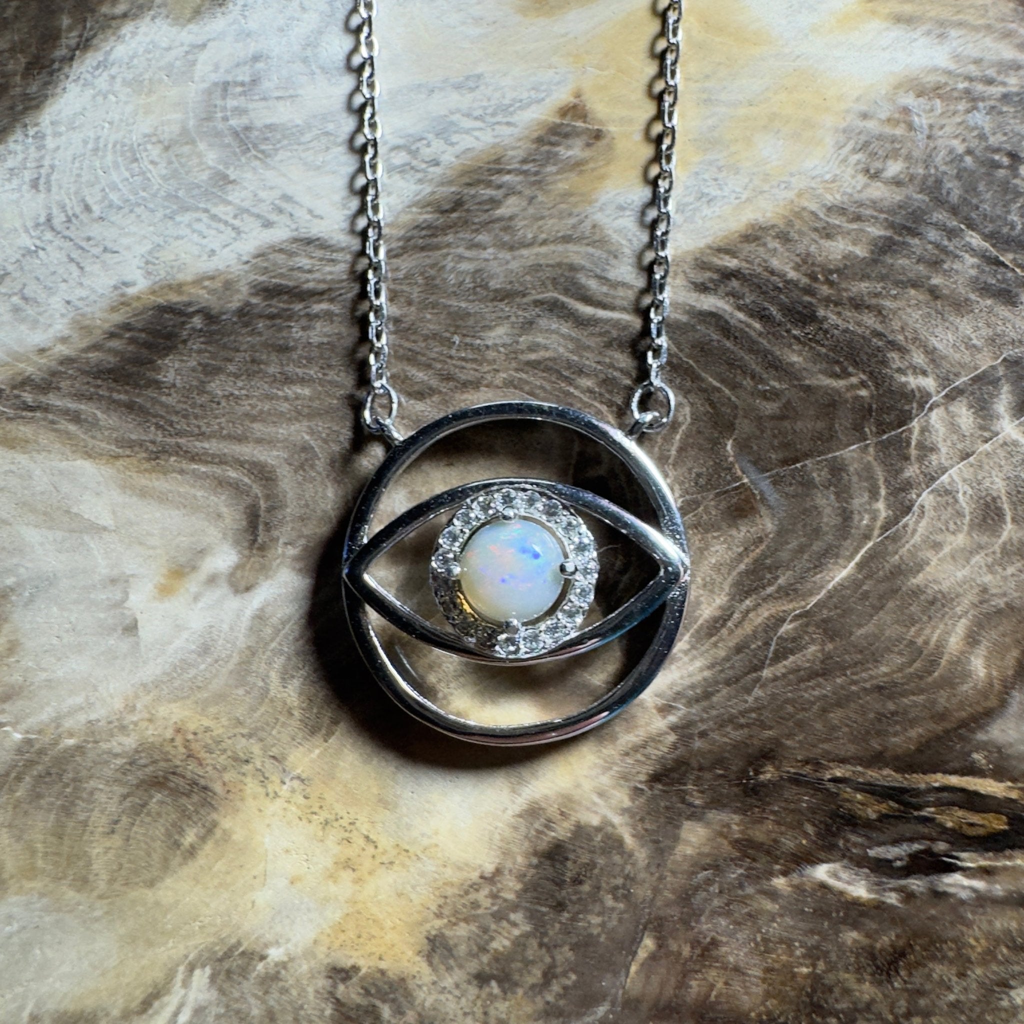 0.5ct Coober Pedy Opal Pendant Necklace ~ 'Whitsunday Eye' | 925 Sterling Silver | Solid Australian Opal