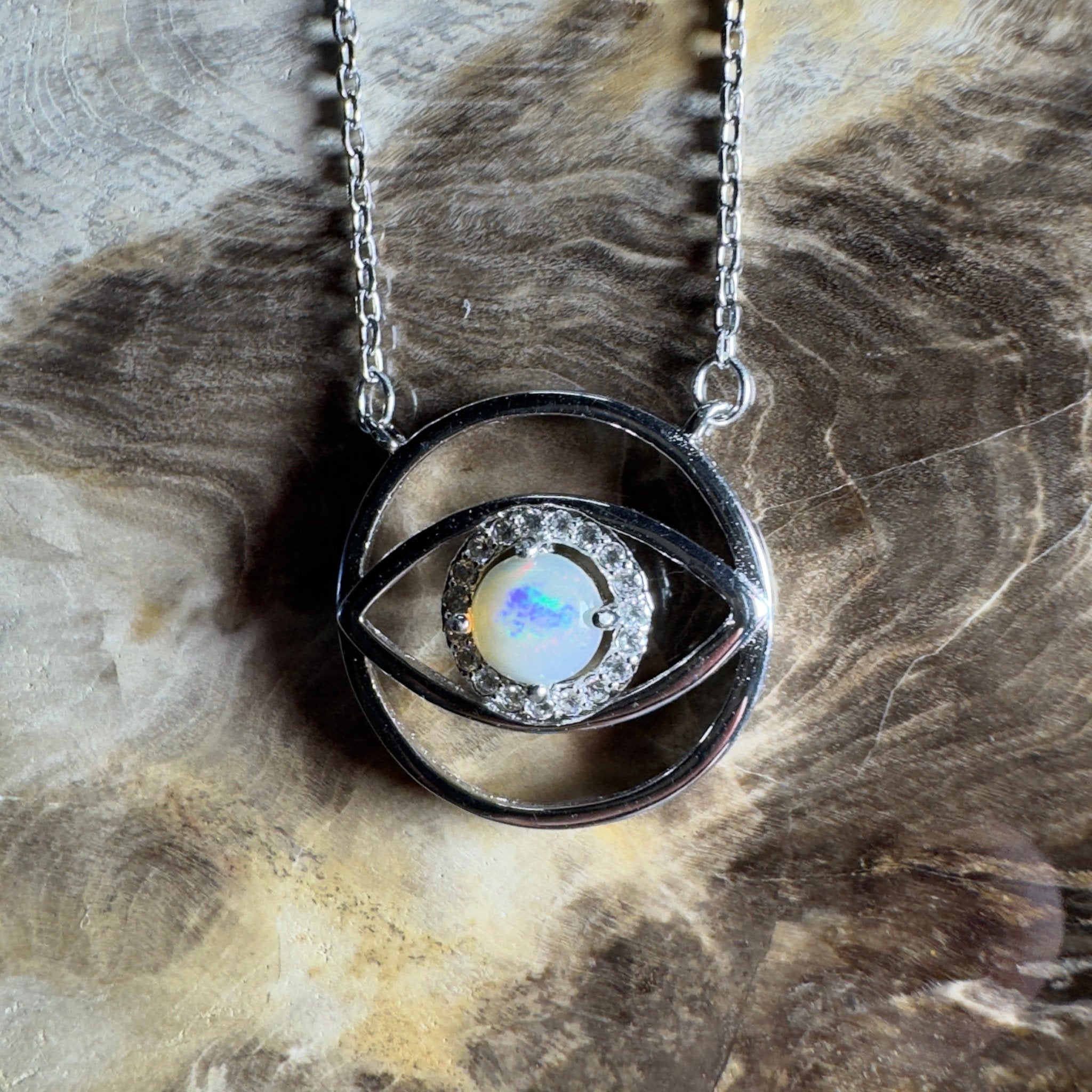 0.5ct Coober Pedy Opal Pendant Necklace ~ 'Whitsunday Eye' | 925 Sterling Silver | Solid Australian Opal