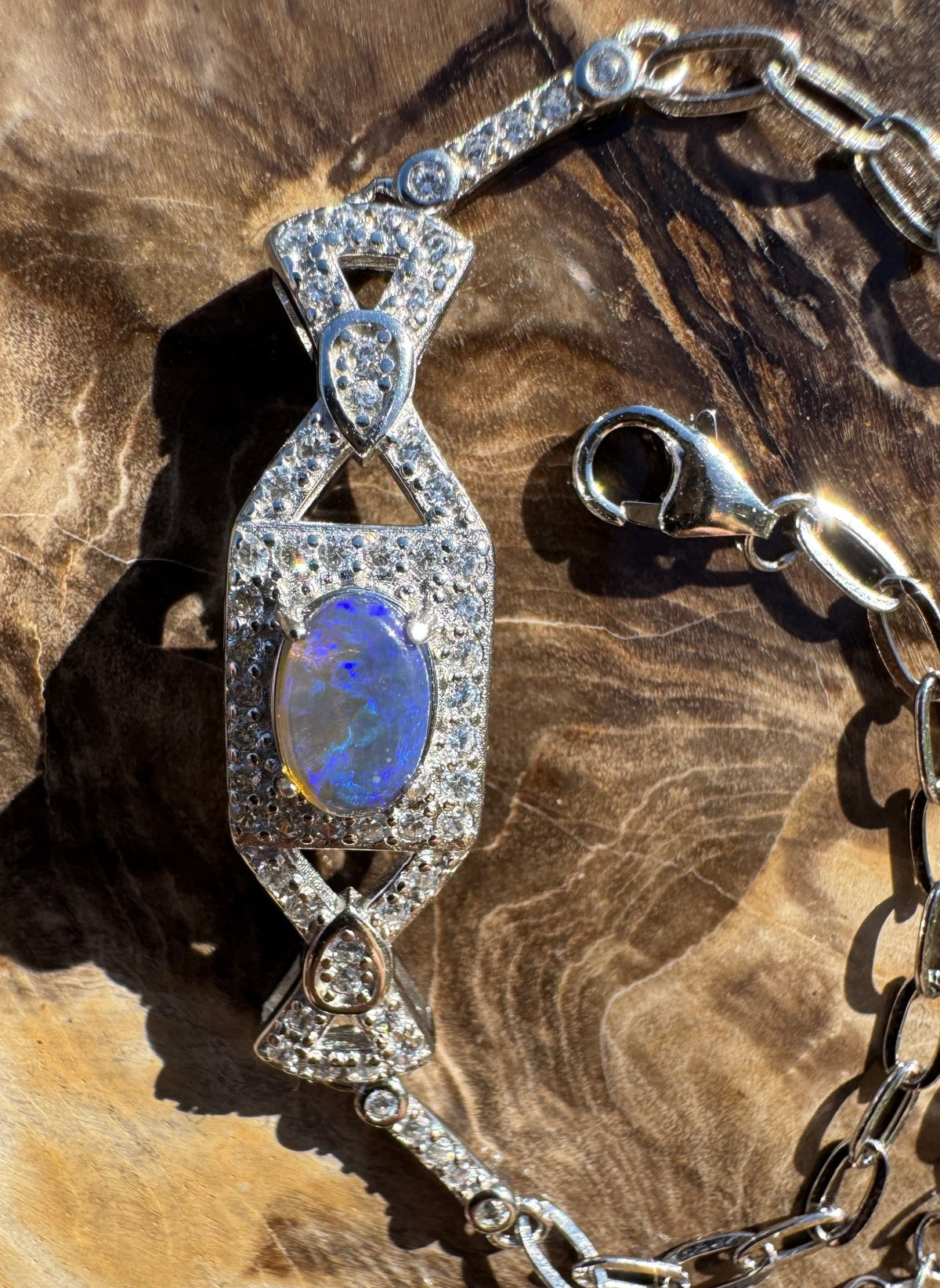 0.5ct Lightning Ridge Opal Bracelet ~ 'Beltana Tide' | 925 Sterling Silver | Solid Australian Opal