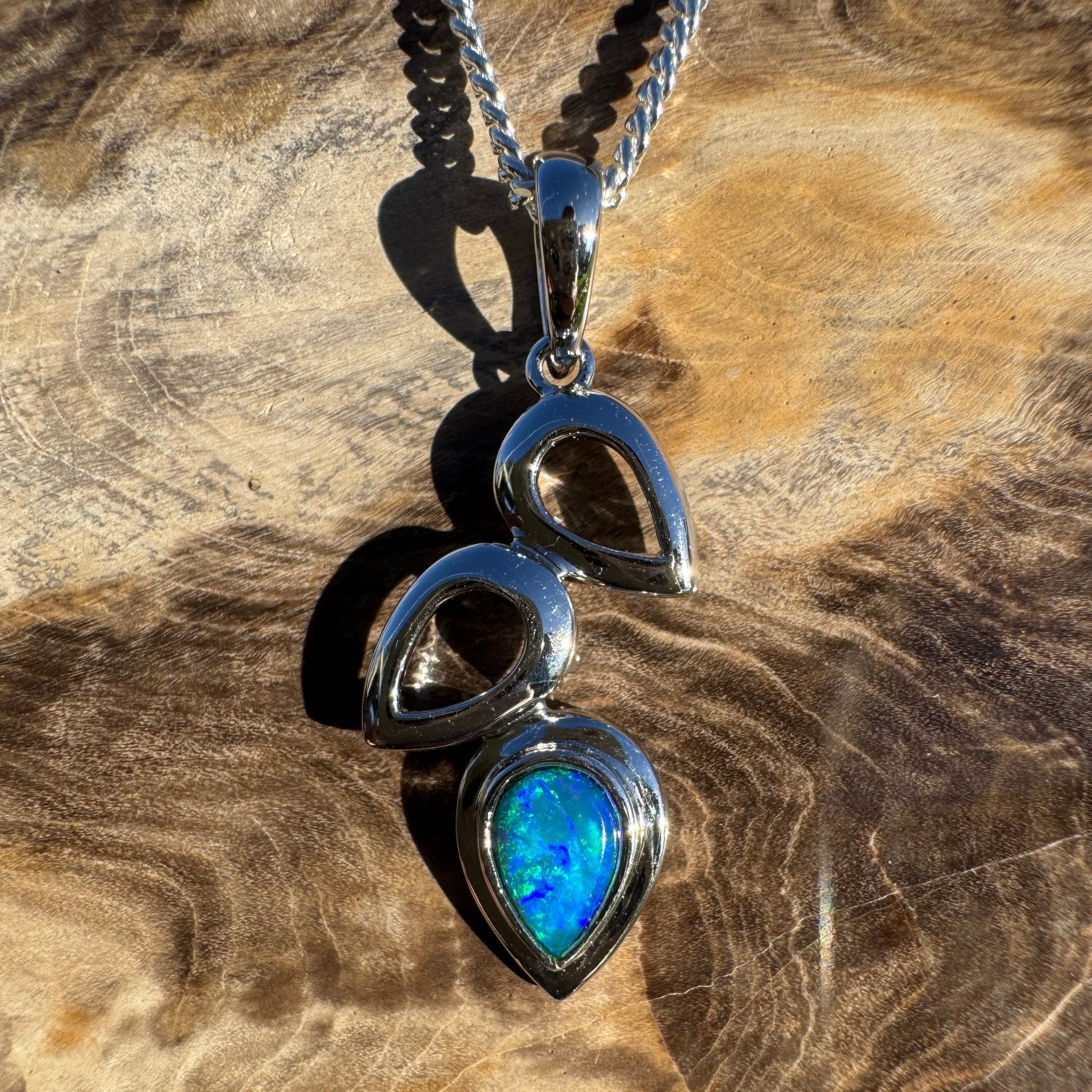 0.5ct Lightning Ridge Opal Pendant Necklace ~ 'Coral Sea Drift' | 925 Sterling Silver | Solid Australian Opal