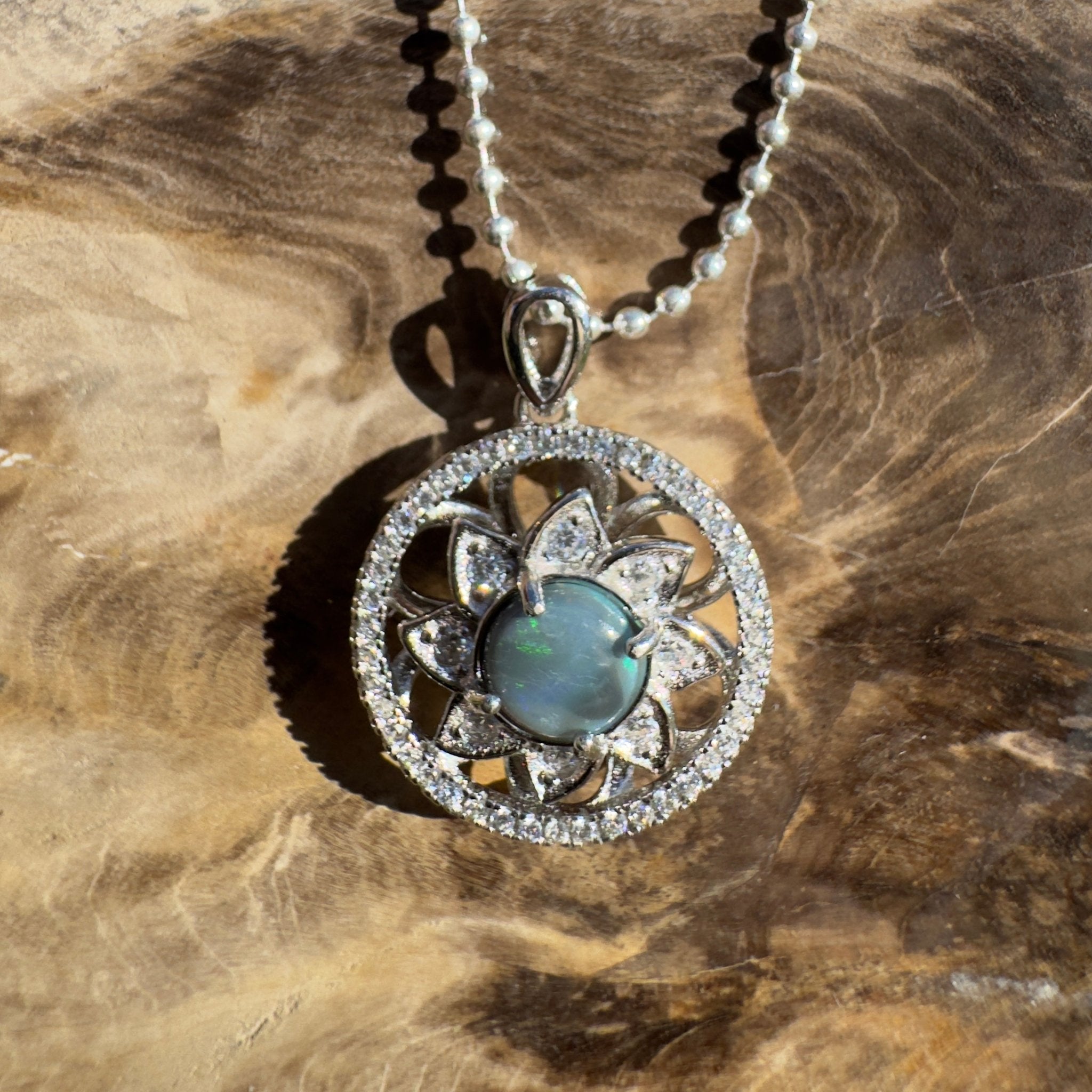 0.5ct Lightning Ridge Opal Pendant Necklace ~ 'Tarkine Depth' | 925 Sterling Silver | Solid Australian Opal