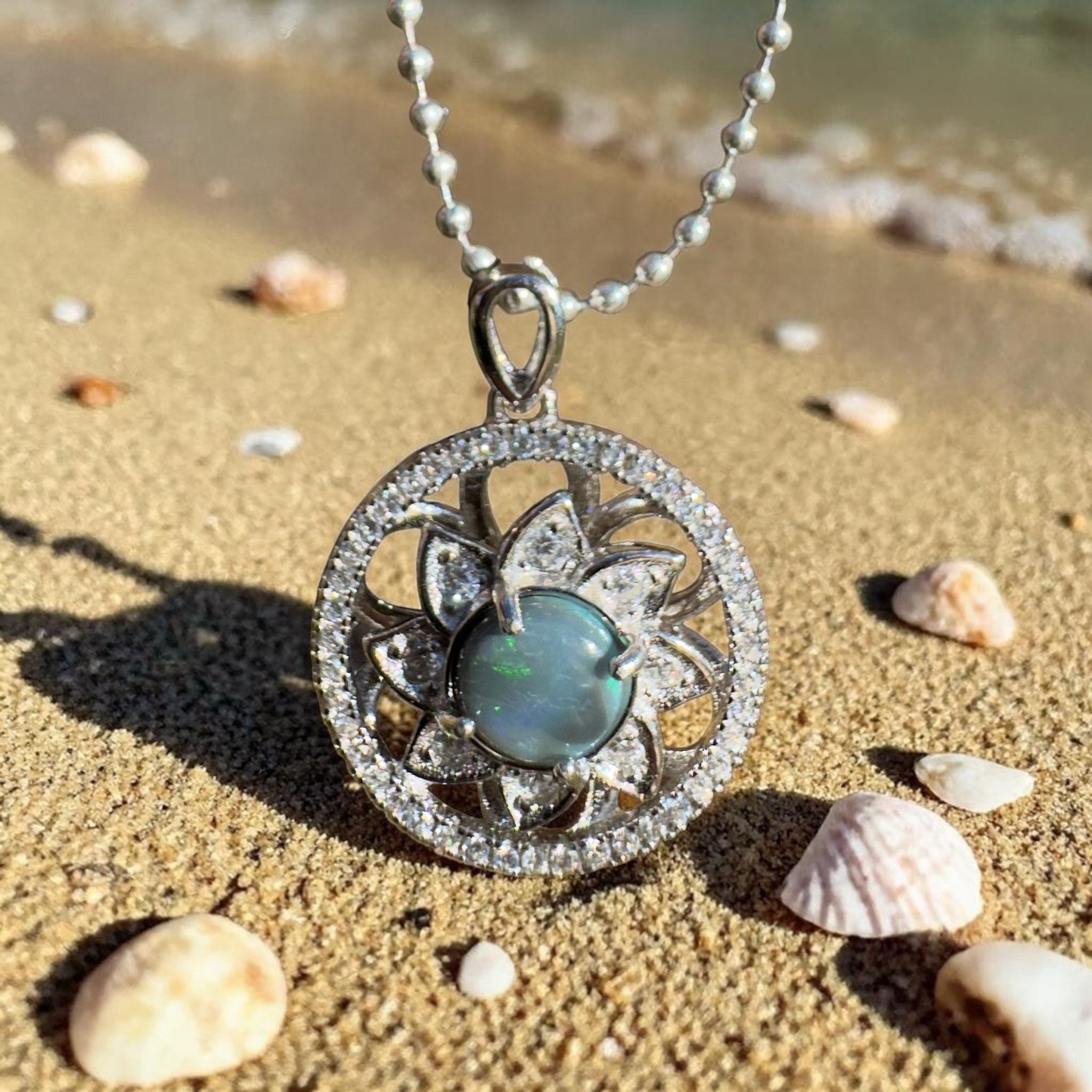 0.5ct Lightning Ridge Opal Pendant Necklace ~ 'Tarkine Depth' | 925 Sterling Silver | Solid Australian Opal