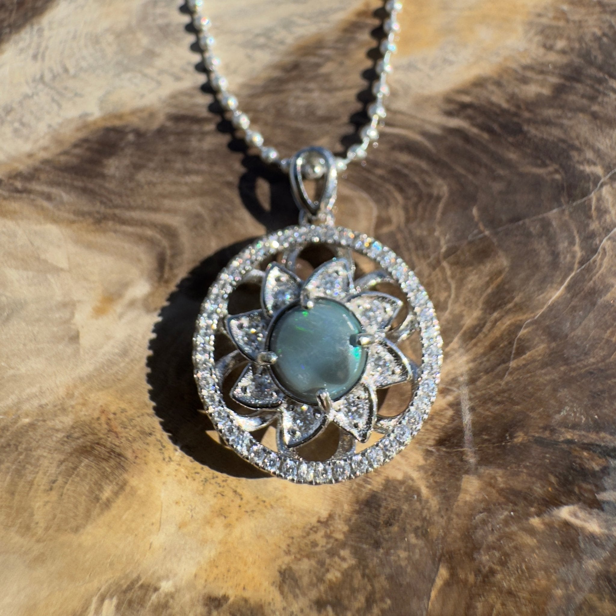 0.5ct Lightning Ridge Opal Pendant Necklace ~ 'Tarkine Depth' | 925 Sterling Silver | Solid Australian Opal