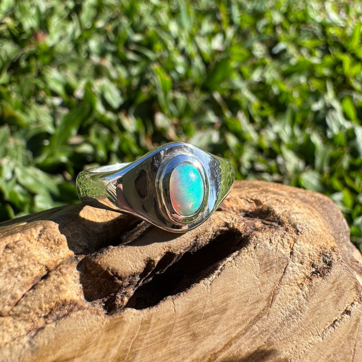 0.5ct Lightning Ridge Opal Ring ~ 'Coonawarra Harvest' | 925 Sterling Silver | Solid Australian Opal