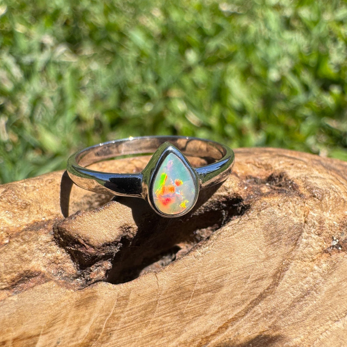 0.5ct Lightning Ridge Opal Ring ~ 'Licola Firelight' | 925 Sterling Silver | Solid Australian Opal