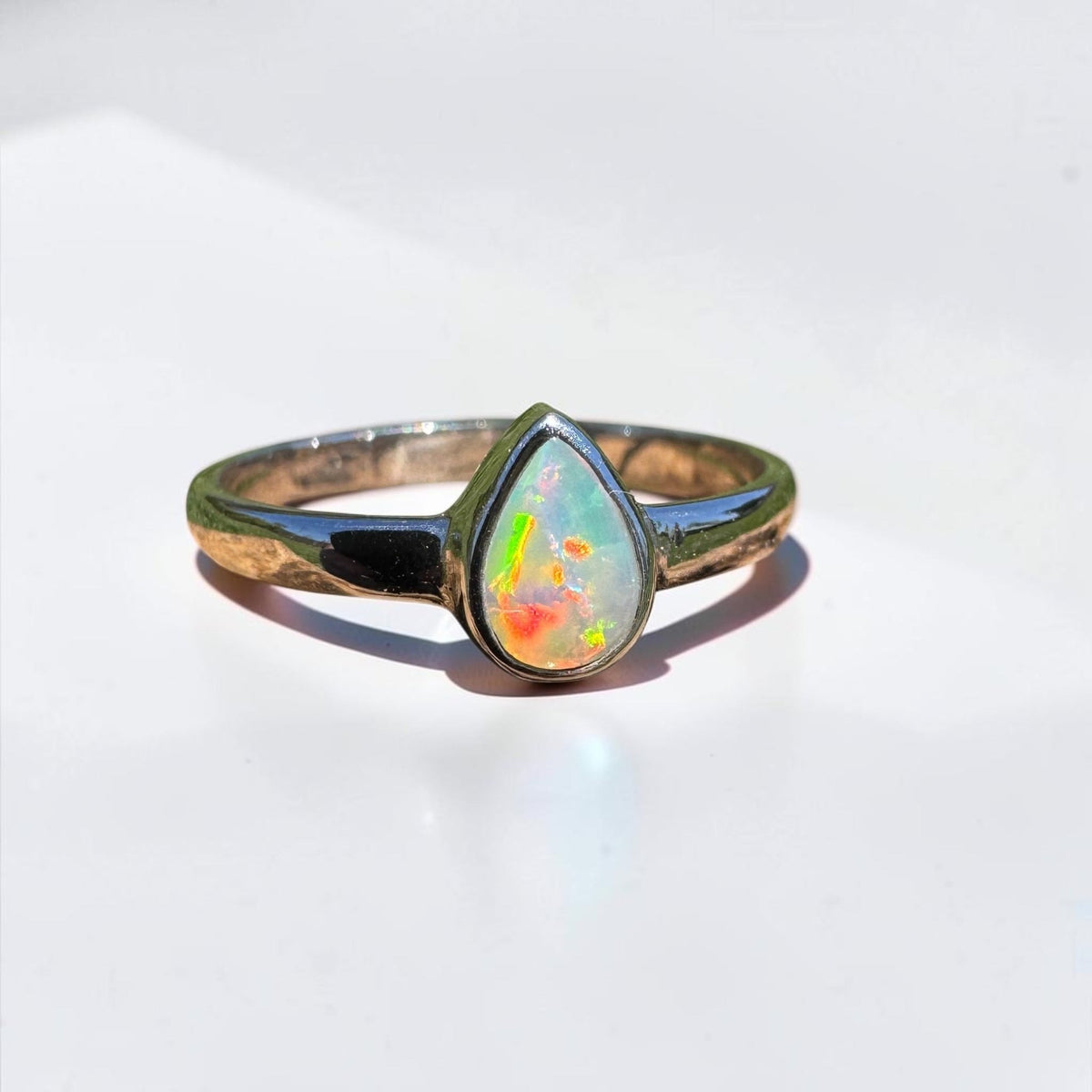 0.5ct Lightning Ridge Opal Ring ~ 'Licola Firelight' | 925 Sterling Silver | Solid Australian Opal