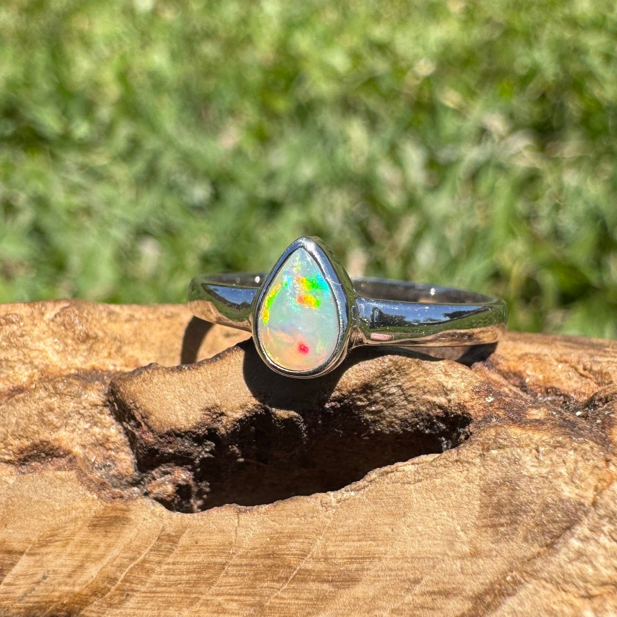 0.5ct Lightning Ridge Opal Ring ~ 'Licola Firelight' | 925 Sterling Silver | Solid Australian Opal