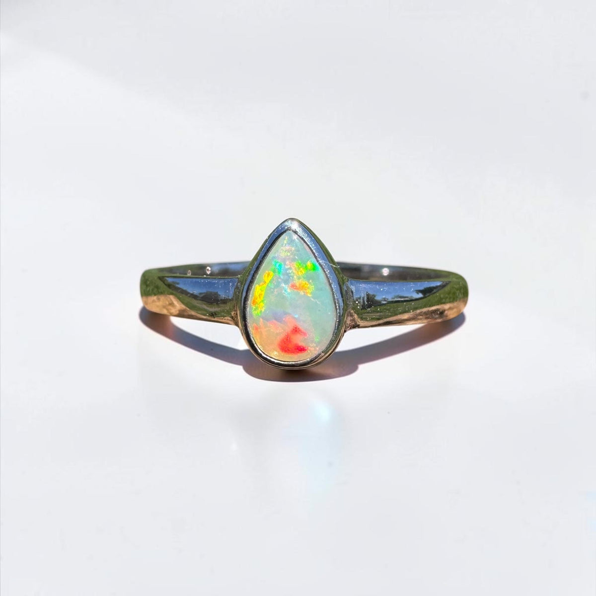 0.5ct Lightning Ridge Opal Ring ~ 'Licola Firelight' | 925 Sterling Silver | Solid Australian Opal