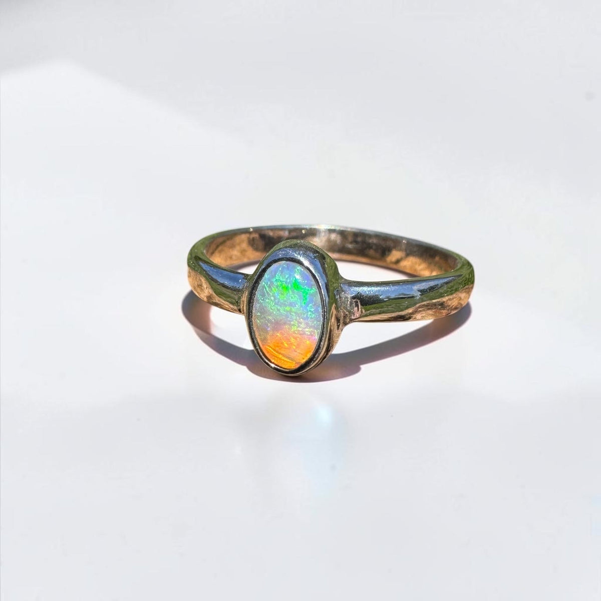 0.5ct Lightning Ridge Opal Ring ~ 'Marlo Gleam' | 925 Sterling Silver | Solid Australian Opal