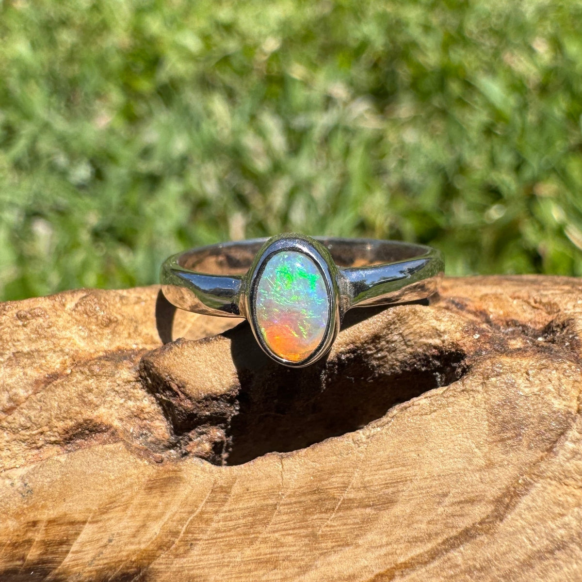 0.5ct Lightning Ridge Opal Ring ~ 'Marlo Gleam' | 925 Sterling Silver | Solid Australian Opal