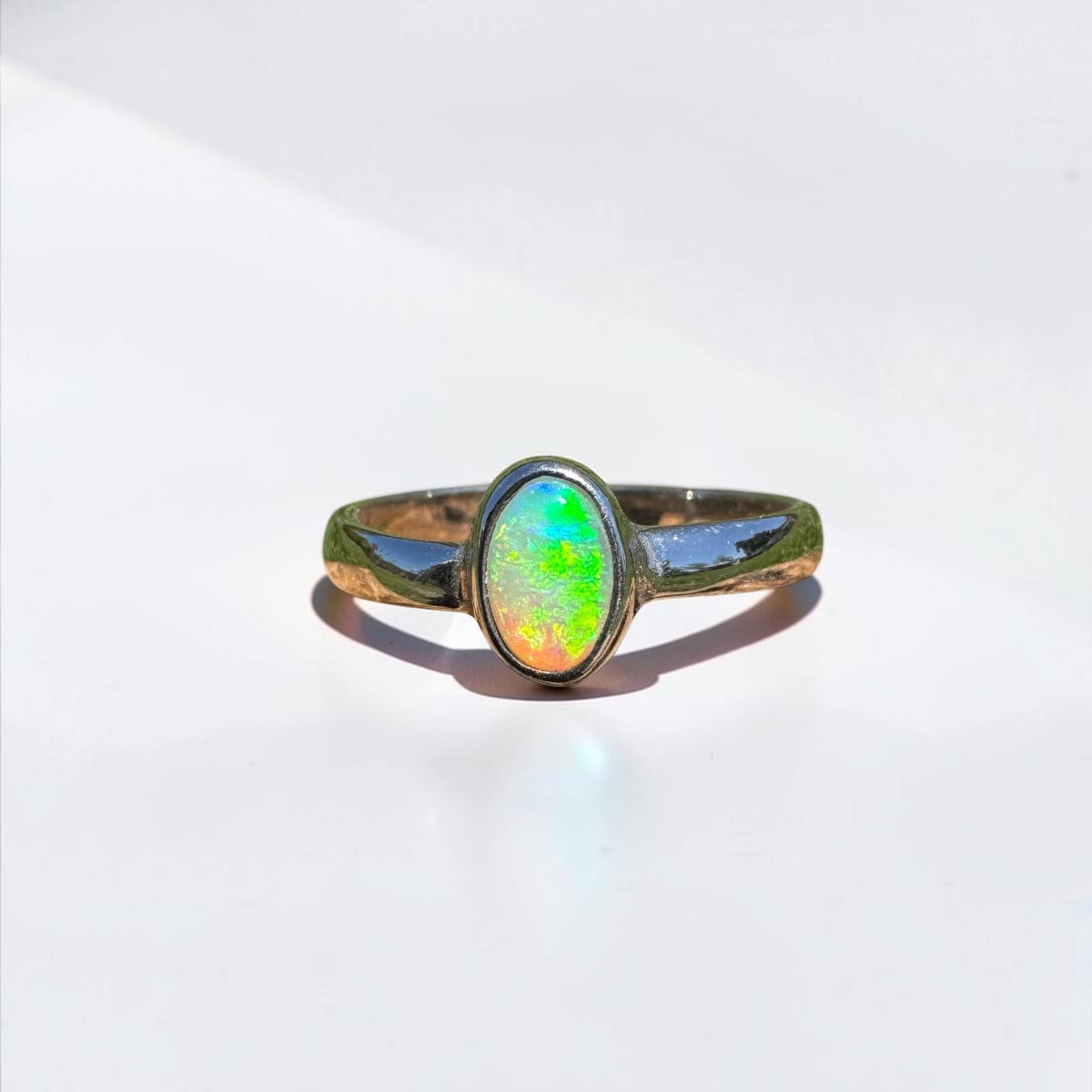 0.5ct Lightning Ridge Opal Ring ~ 'Marlo Gleam' | 925 Sterling Silver | Solid Australian Opal
