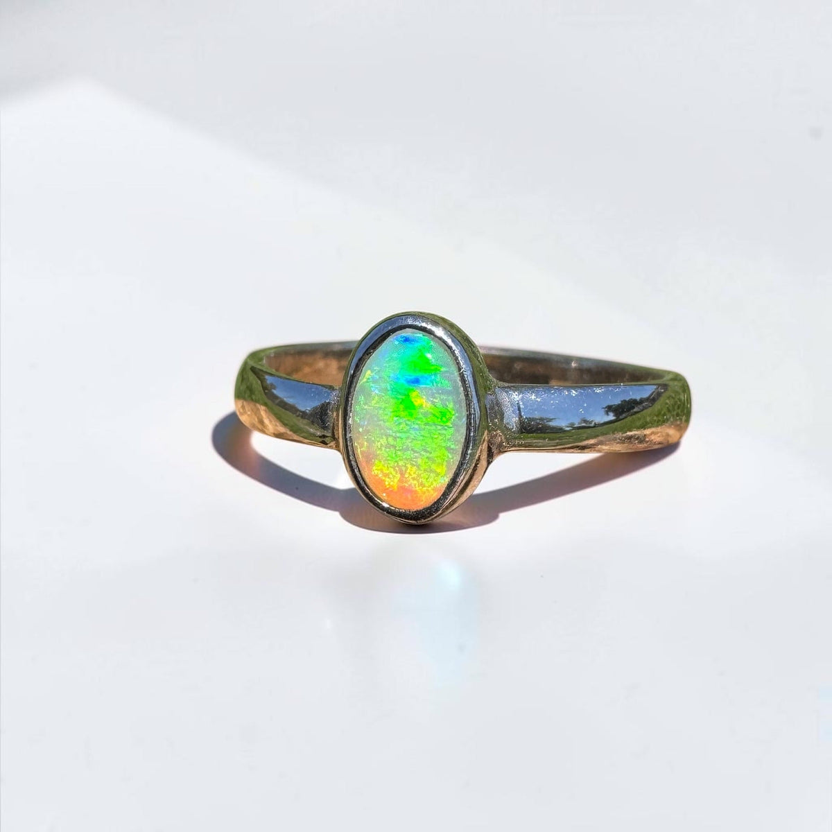 0.5ct Lightning Ridge Opal Ring ~ 'Marlo Gleam' | 925 Sterling Silver | Solid Australian Opal