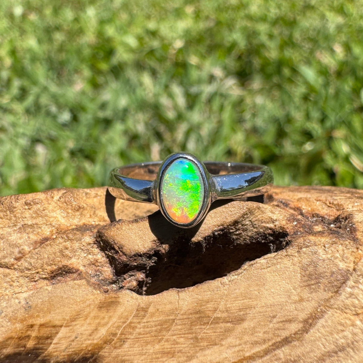 0.5ct Lightning Ridge Opal Ring ~ 'Marlo Gleam' | 925 Sterling Silver | Solid Australian Opal