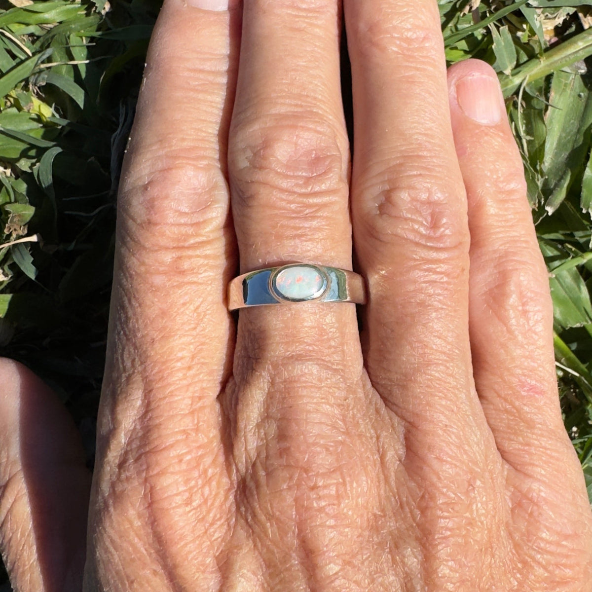 0.5ct Mintabie Opal Ring ~ 'Sunset Dreaming' | 925 Sterling Silver | Solid Australian Opal