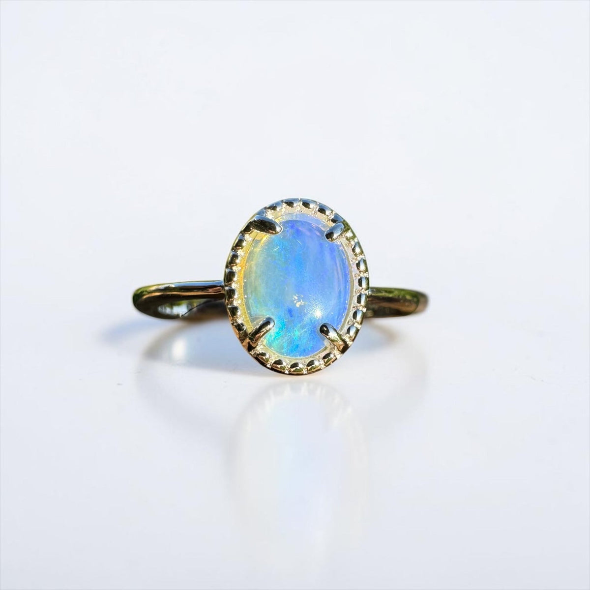 0.6ct Coober Pedy Crystal Opal Ring ~ 'Tasman Arch Skies' | 925 Sterling Silver | Solid Australian Opal