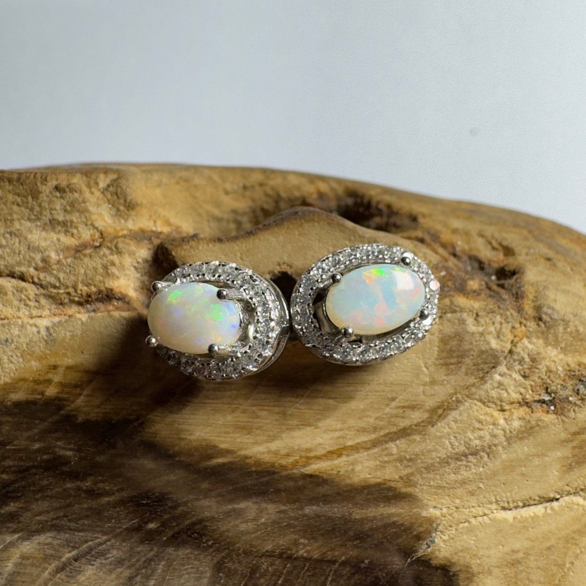 0.6ct Coober Pedy Opal Earrings ~ 'The Glass House Glitz' | 925 Sterling Silver | Solid Australian Opal