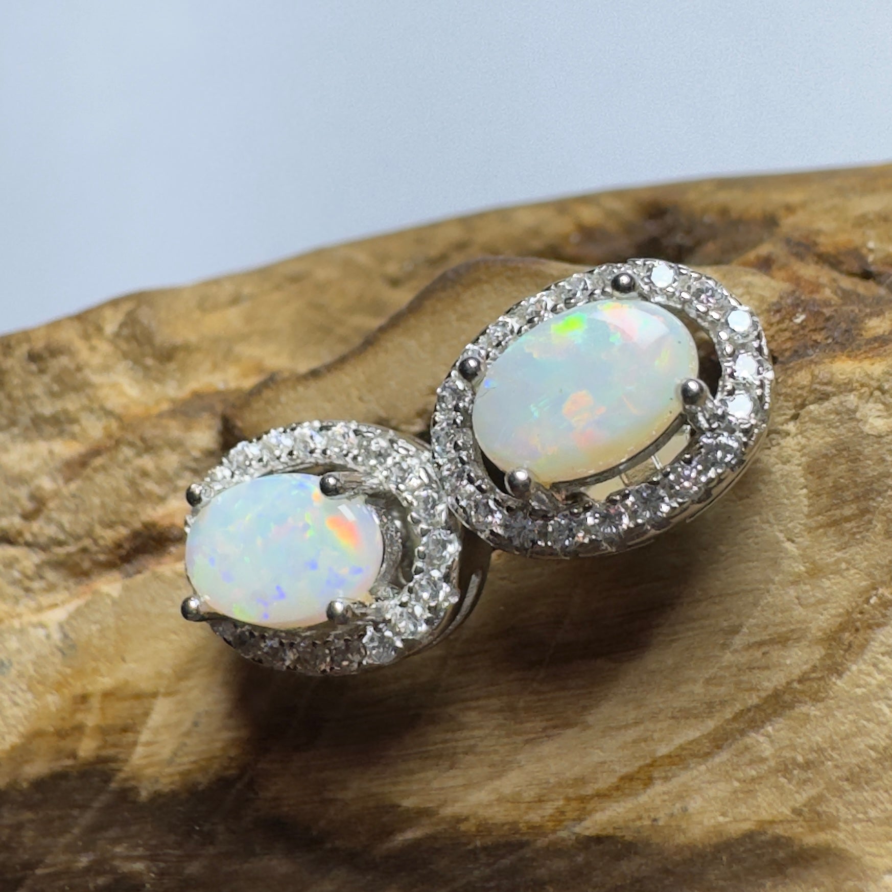 0.6ct Coober Pedy Opal Earrings ~ 'The Glass House Glitz' | 925 Sterling Silver | Solid Australian Opal