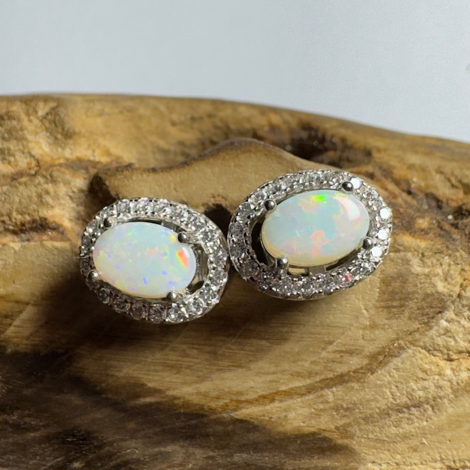 0.6ct Coober Pedy Opal Earrings ~ 'The Glass House Glitz' | 925 Sterling Silver | Solid Australian Opal