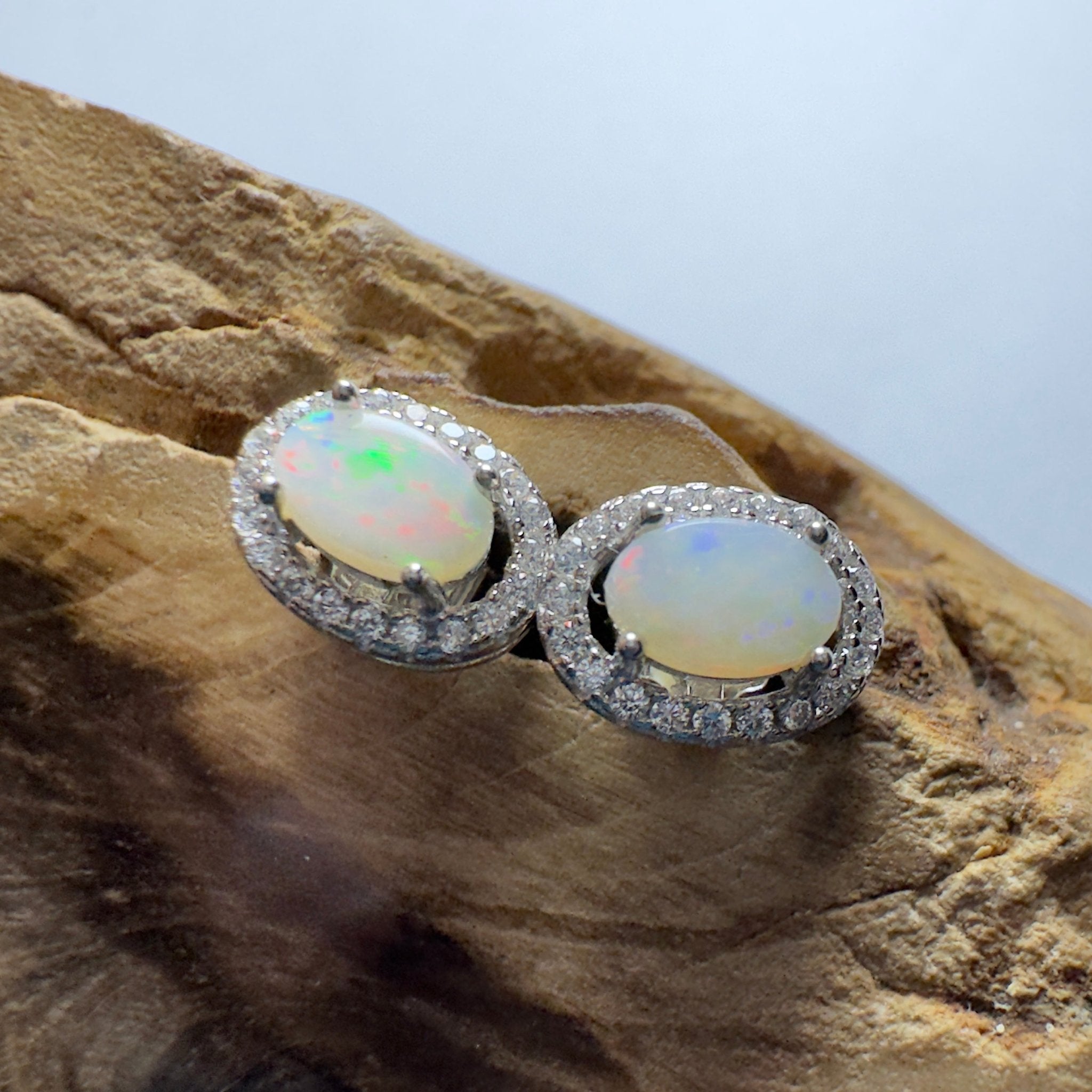 0.6ct Coober Pedy Opal Earrings ~ 'The Lacepede Loop' | 925 Sterling Silver | Solid Australian Opal