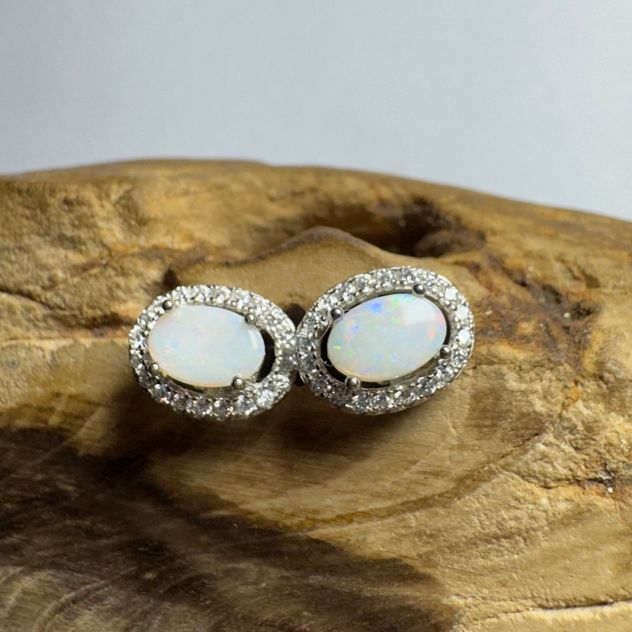 0.6ct Coober Pedy Opal Earrings ~ 'The Lacepede Loop' | 925 Sterling Silver | Solid Australian Opal