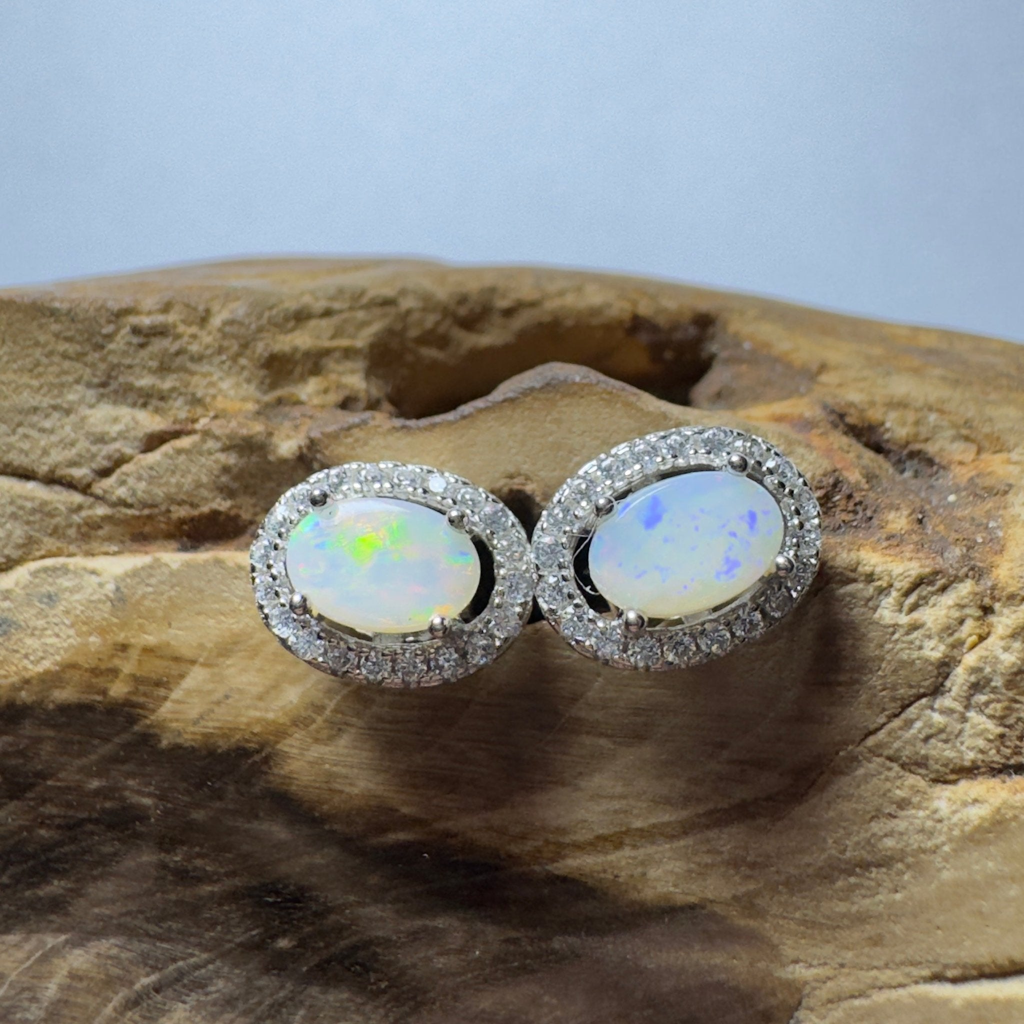 0.6ct Coober Pedy Opal Earrings ~ 'The Lacepede Loop' | 925 Sterling Silver | Solid Australian Opal
