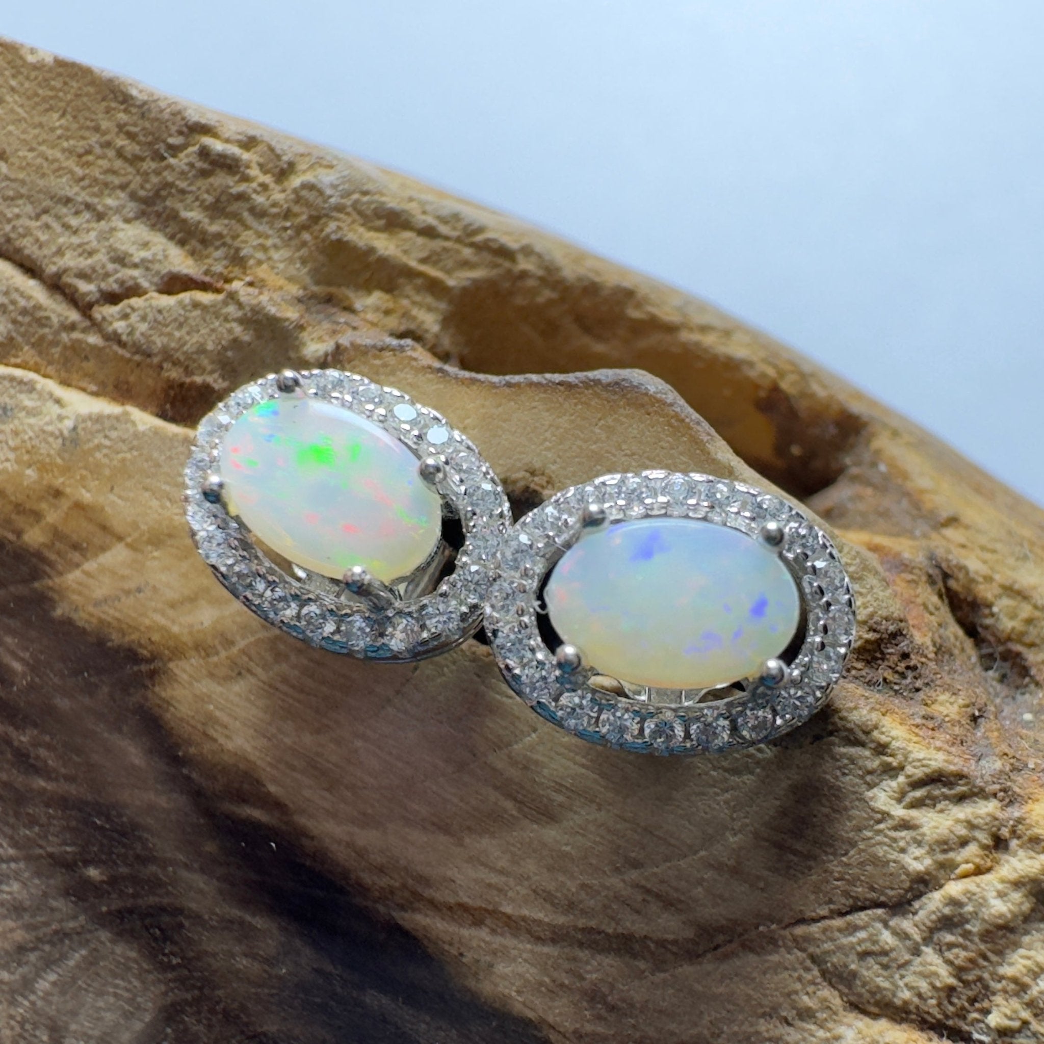 0.6ct Coober Pedy Opal Earrings ~ 'The Lacepede Loop' | 925 Sterling Silver | Solid Australian Opal