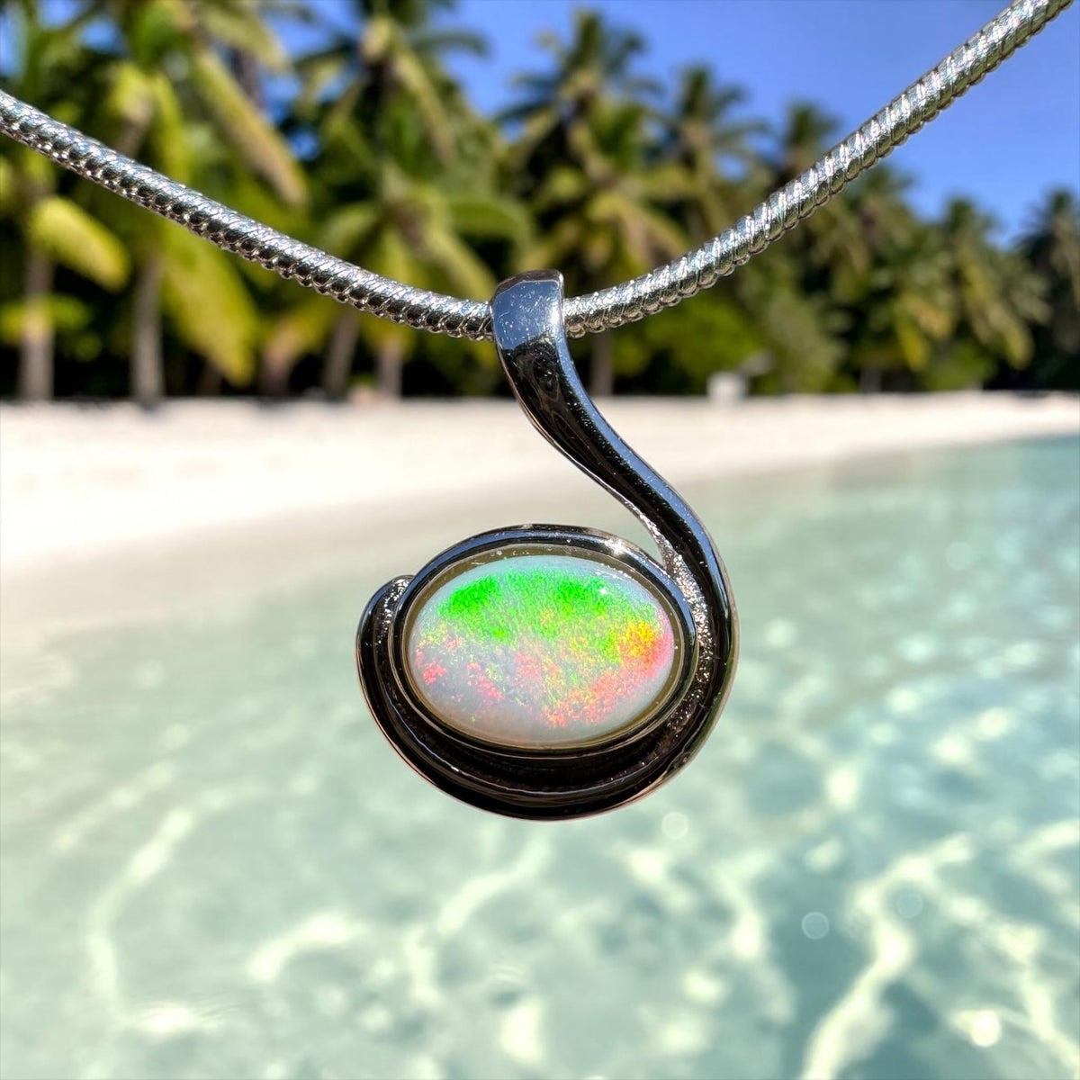 0.6ct Coober Pedy Opal Pendant Necklace ~ 'Glendambo Gleam' | 925 Sterling Silver | Solid Australian Opal