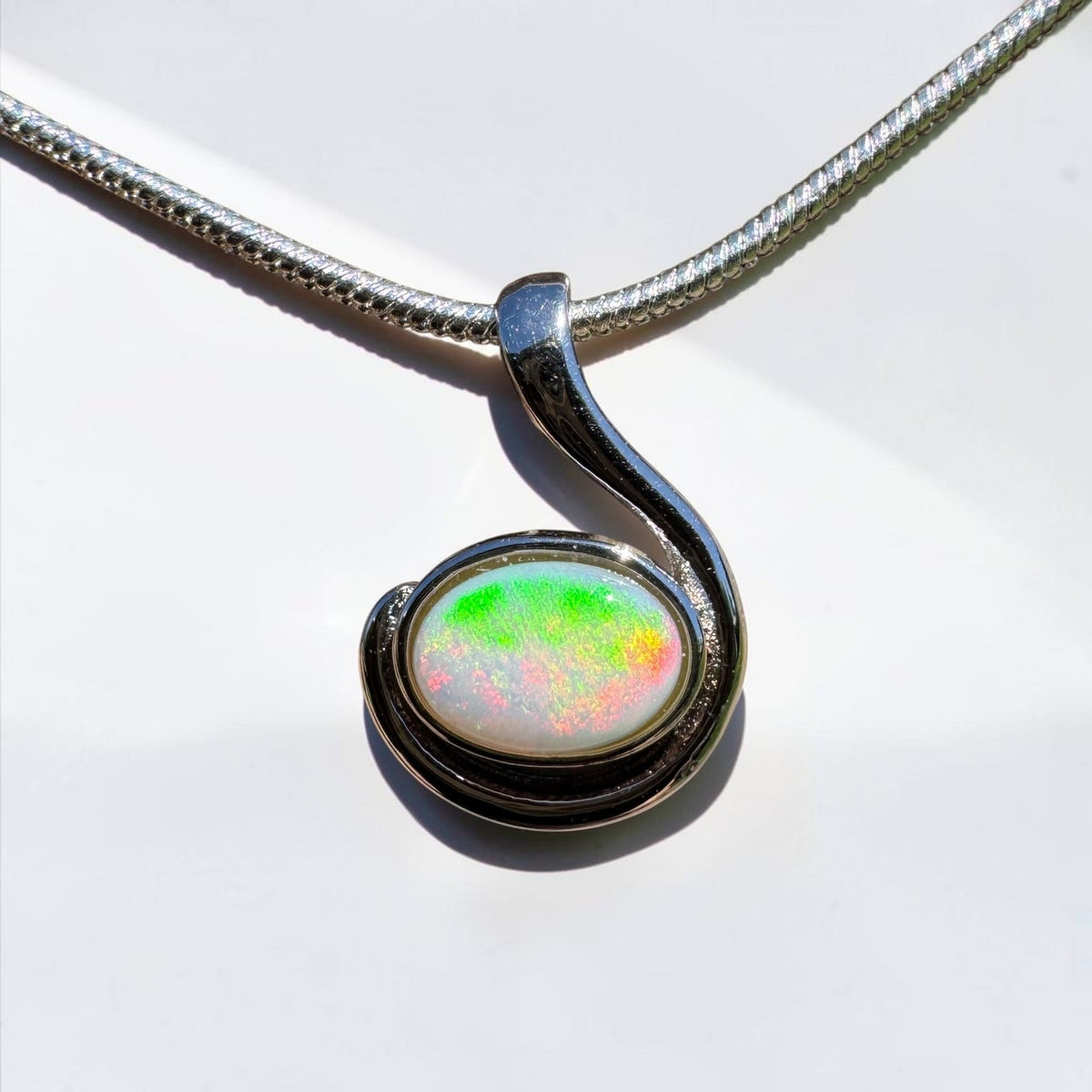 0.6ct Coober Pedy Opal Pendant Necklace ~ 'Glendambo Gleam' | 925 Sterling Silver | Solid Australian Opal