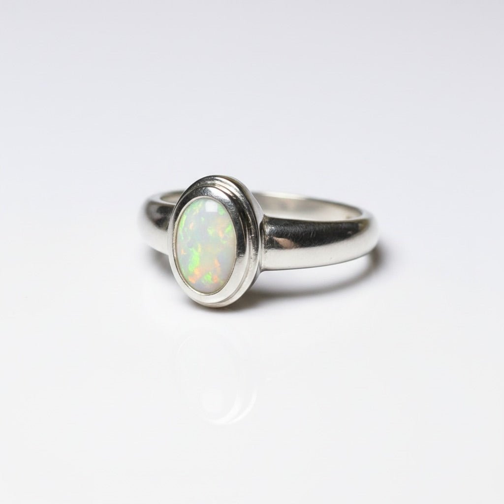 0.6ct Coober Pedy Opal Ring ~ 'Cable Beach Afterglow' | 925 Sterling Silver | Solid Australian Opal
