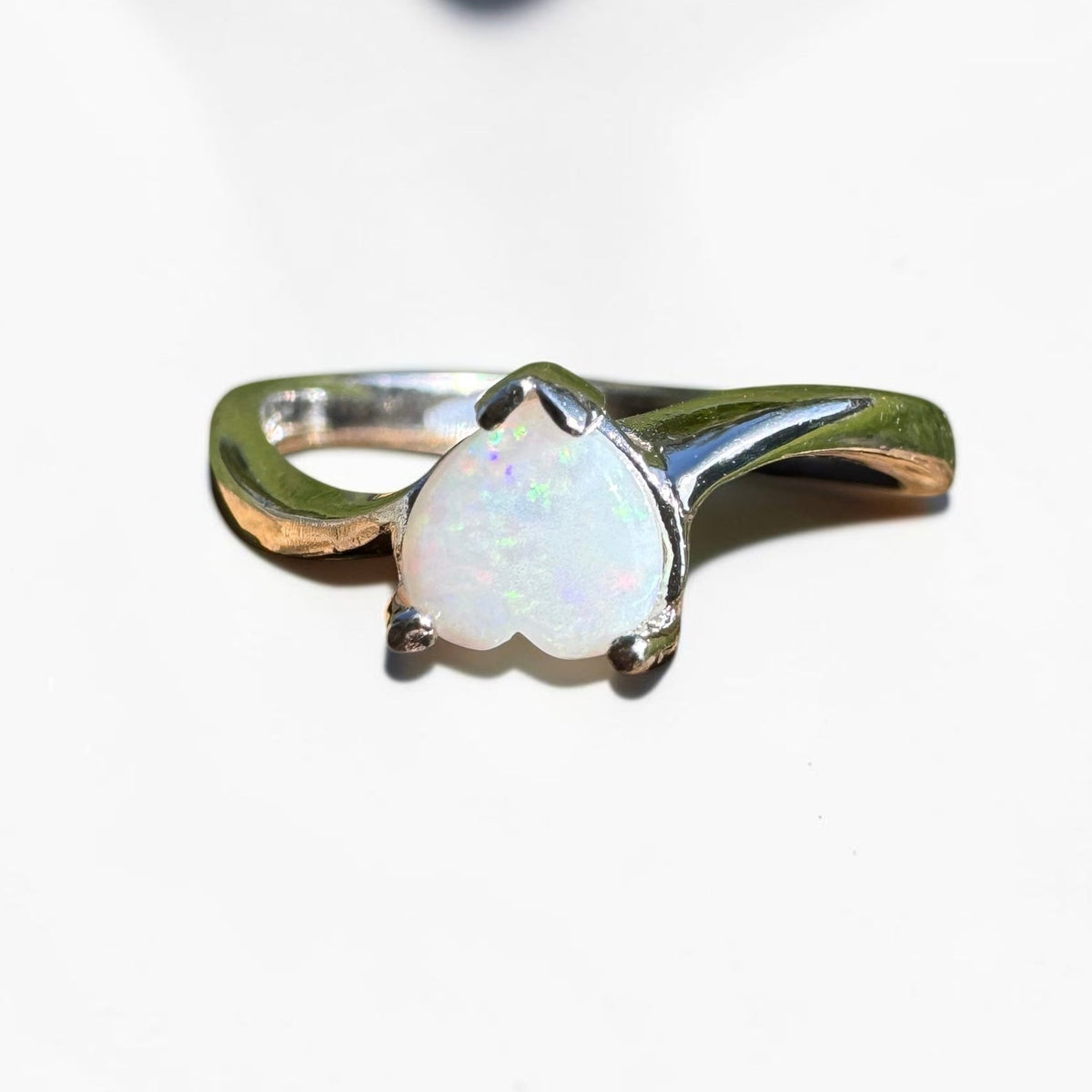 0.6ct Coober Pedy Opal Ring ~ 'Strahan Glow' | 925 Sterling Silver | Solid Australian Opal