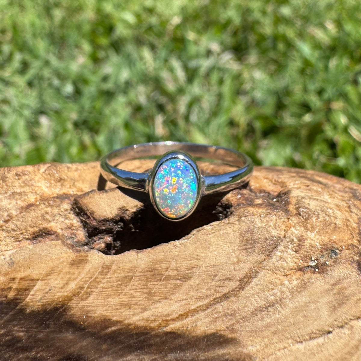 0.6ct Lightning Ridge Opal Ring ~ 'Barraba Blue' | 925 Sterling Silver | Solid Australian Opal