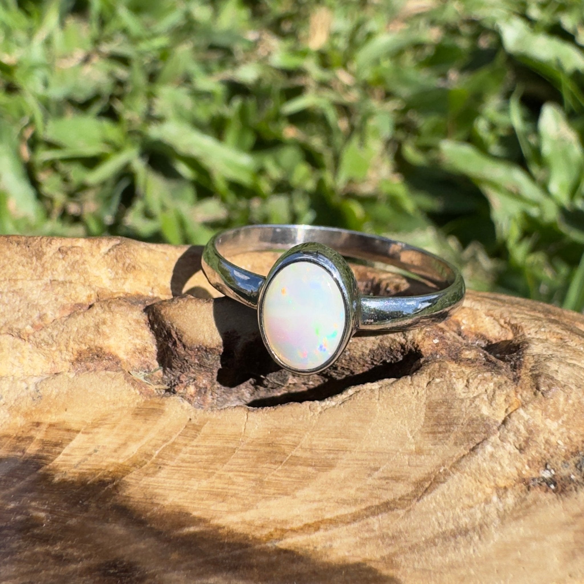 0.6ct Lightning Ridge Opal Ring ~ 'Lightning Flash' | 925 Sterling Silver | Solid Australian Opal
