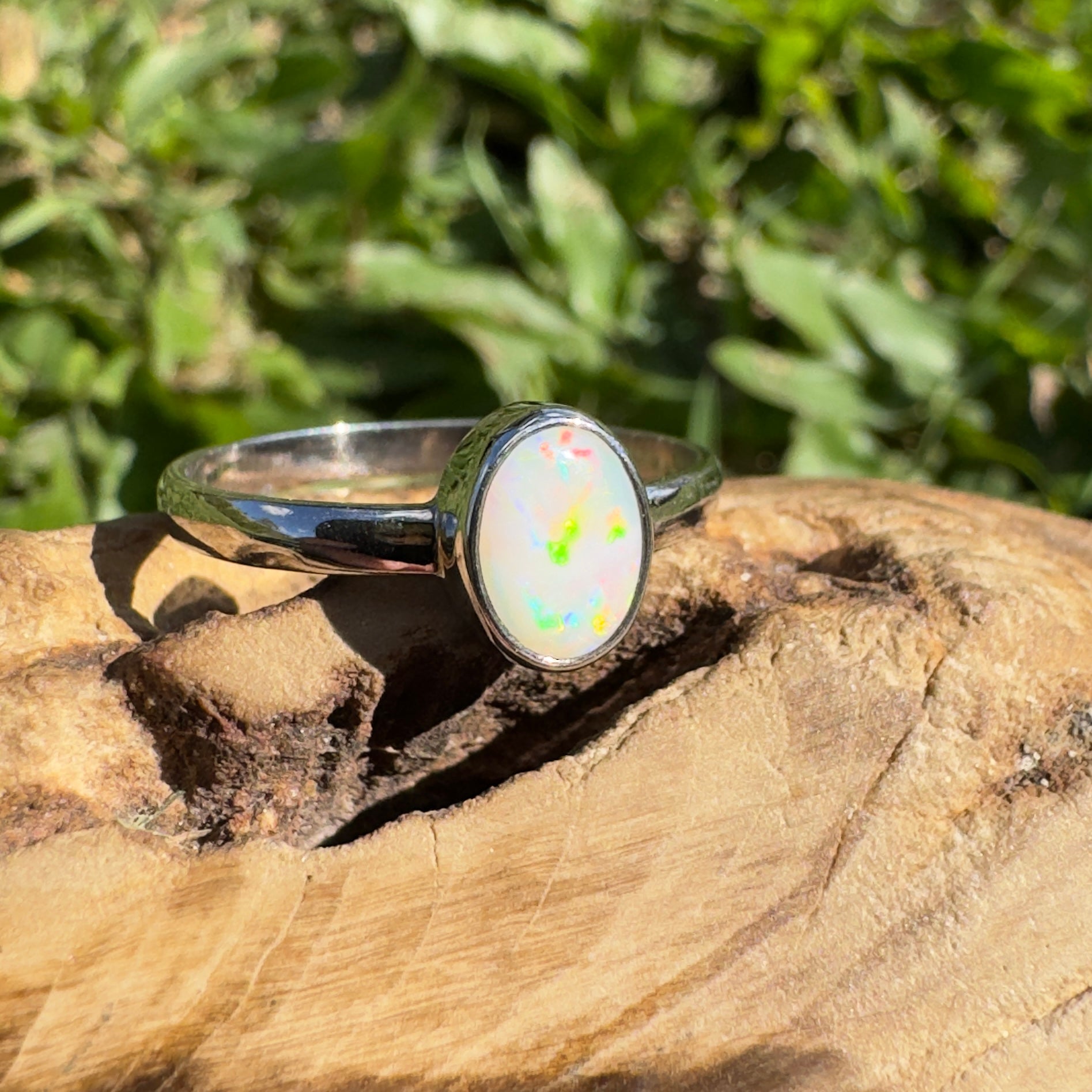 0.6ct Lightning Ridge Opal Ring ~ 'Lightning Flash' | 925 Sterling Silver | Solid Australian Opal