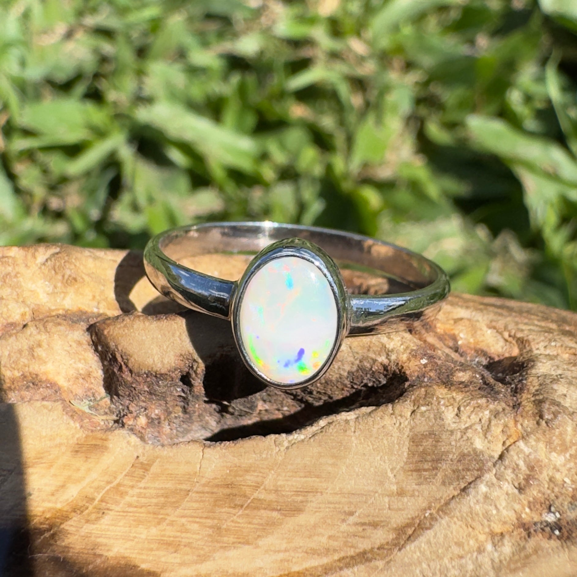 0.6ct Lightning Ridge Opal Ring ~ 'Lightning Flash' | 925 Sterling Silver | Solid Australian Opal