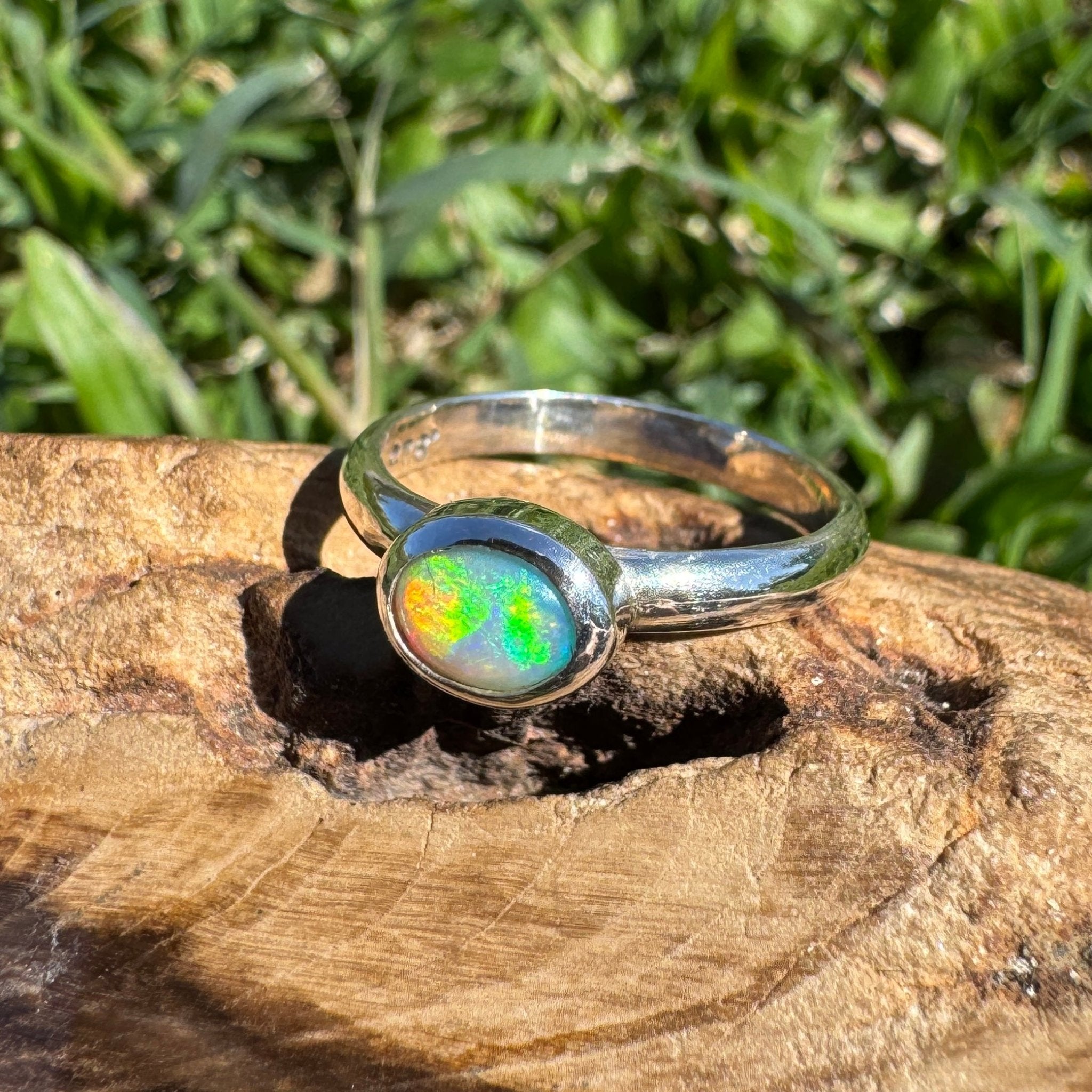 0.6ct Lightning Ridge Opal Ring ~ 'Lord Howe Shallows' | 925 Sterling Silver | Solid Australian Opal