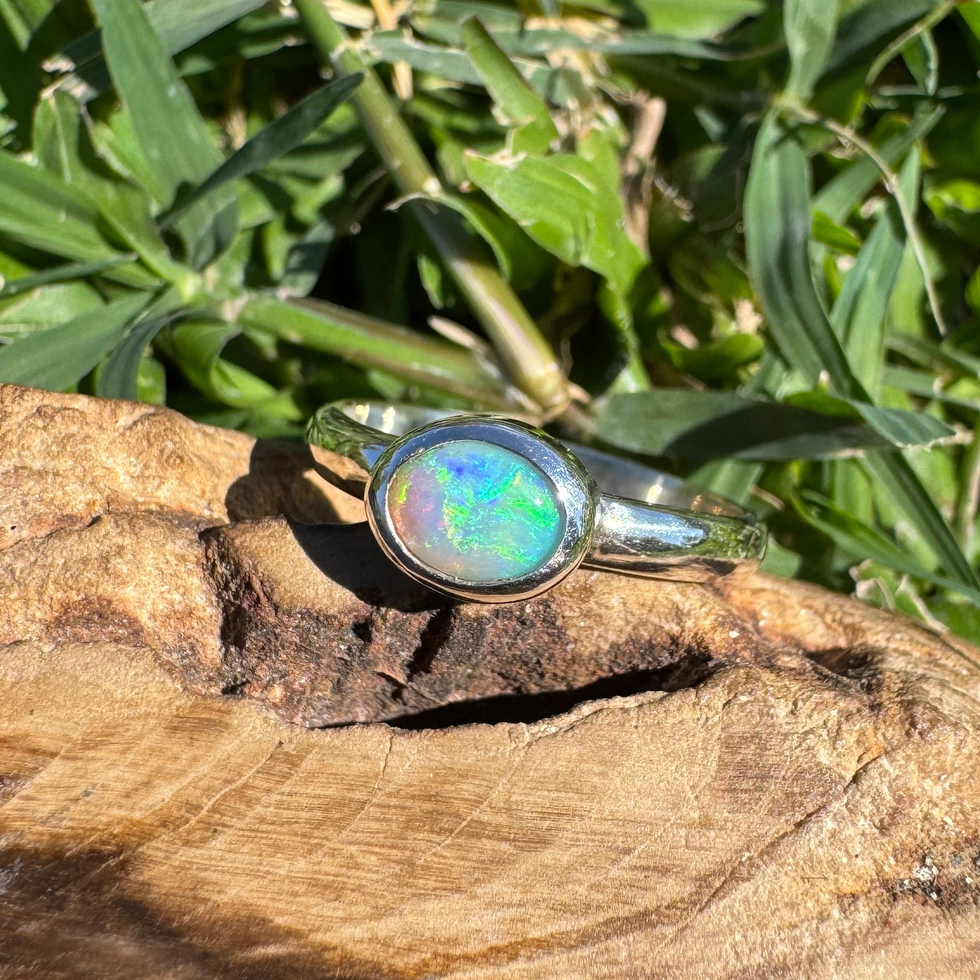 0.6ct Lightning Ridge Opal Ring ~ 'Lord Howe Shallows' | 925 Sterling Silver | Solid Australian Opal