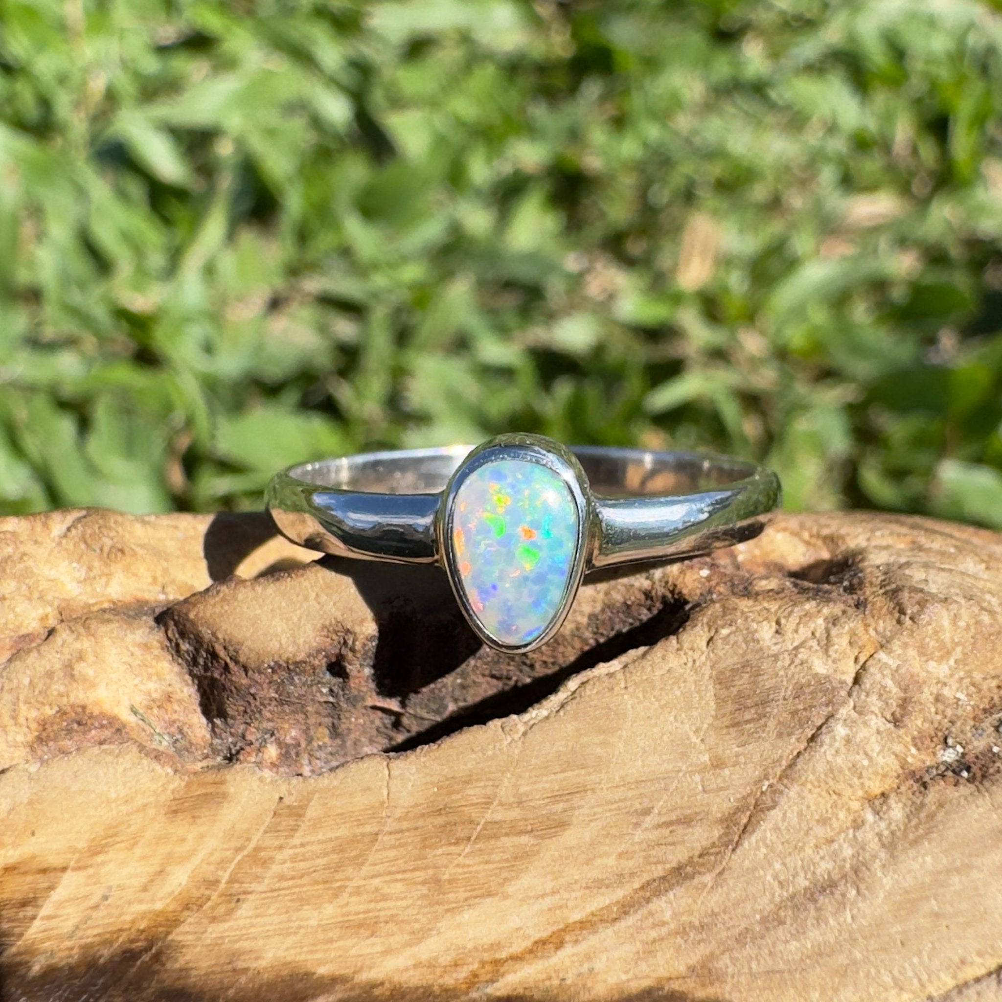 0.6ct Lightning Ridge Opal Ring ~ 'Nullarbor Aurora' | 925 Sterling Silver | Solid Australian Opal