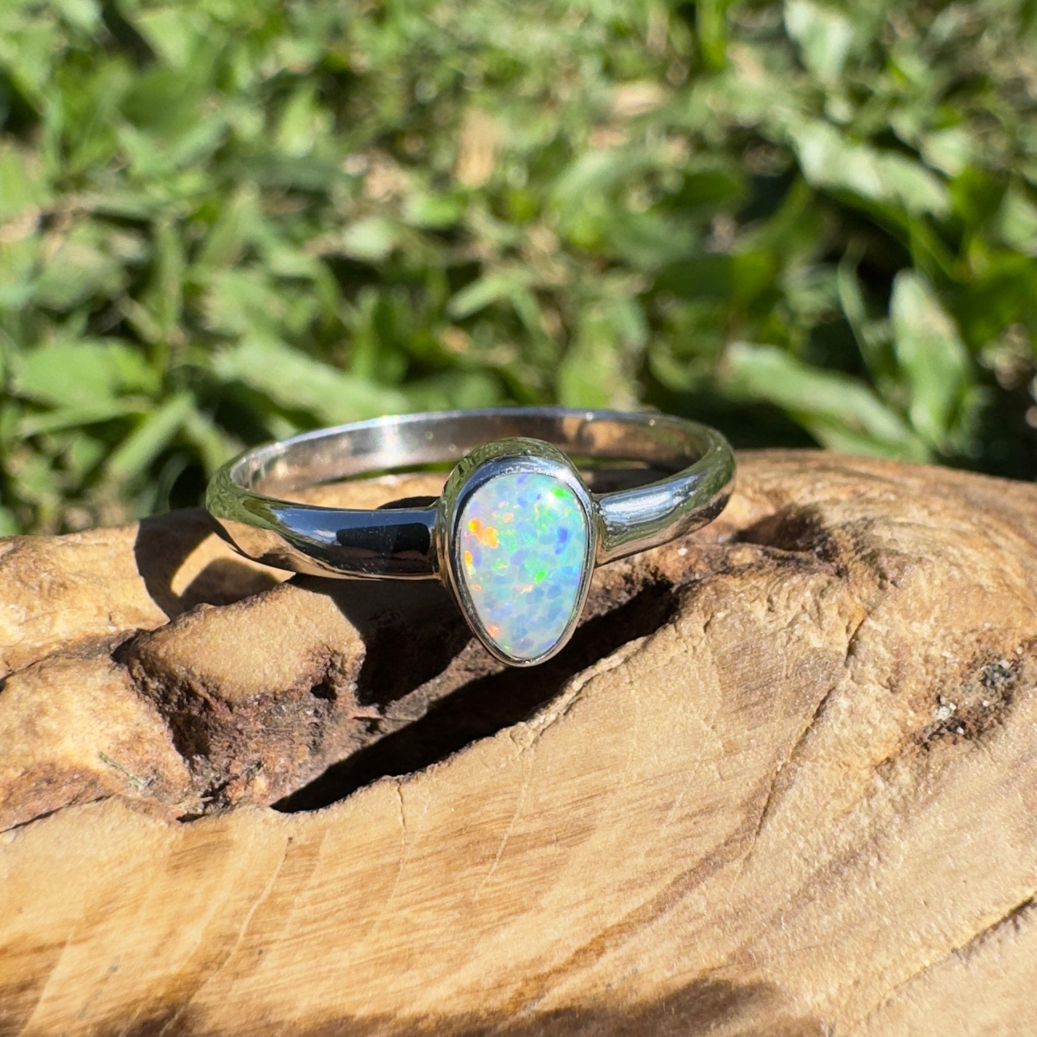 0.6ct Lightning Ridge Opal Ring ~ 'Nullarbor Aurora' | 925 Sterling Silver | Solid Australian Opal